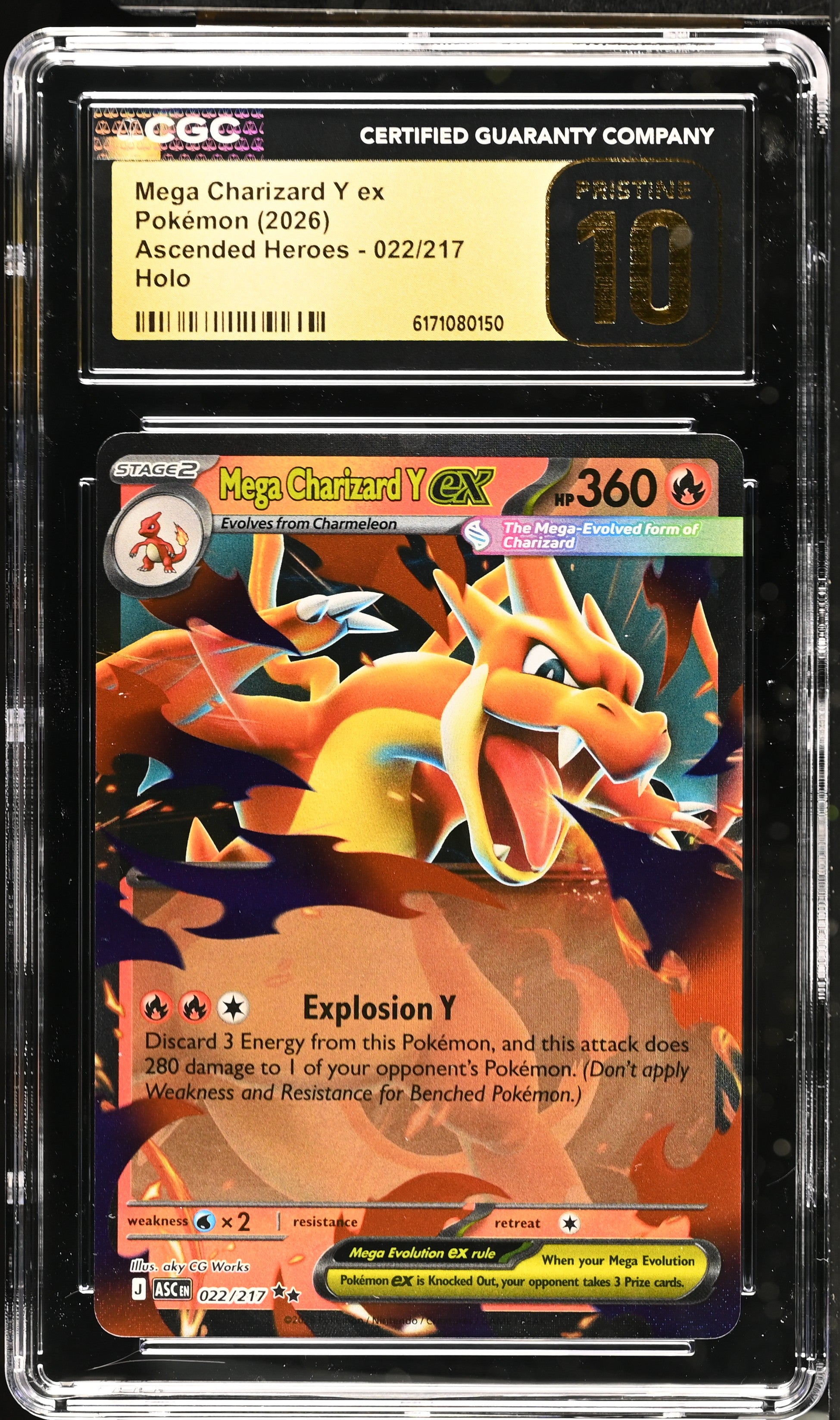 Mega Charizard Y ex - 022/217 CGC 10 Ascended Heroes Double Rare Pokemon - PRISTINE