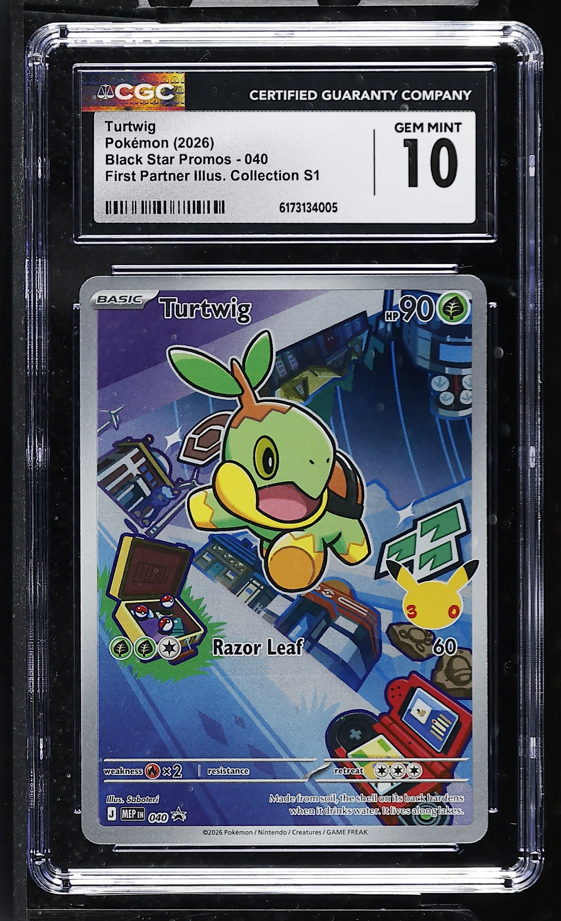 Turtwig - MEP040 CGC 10 Mega Evolution First Partner Promo Pokemon - GEM MINT