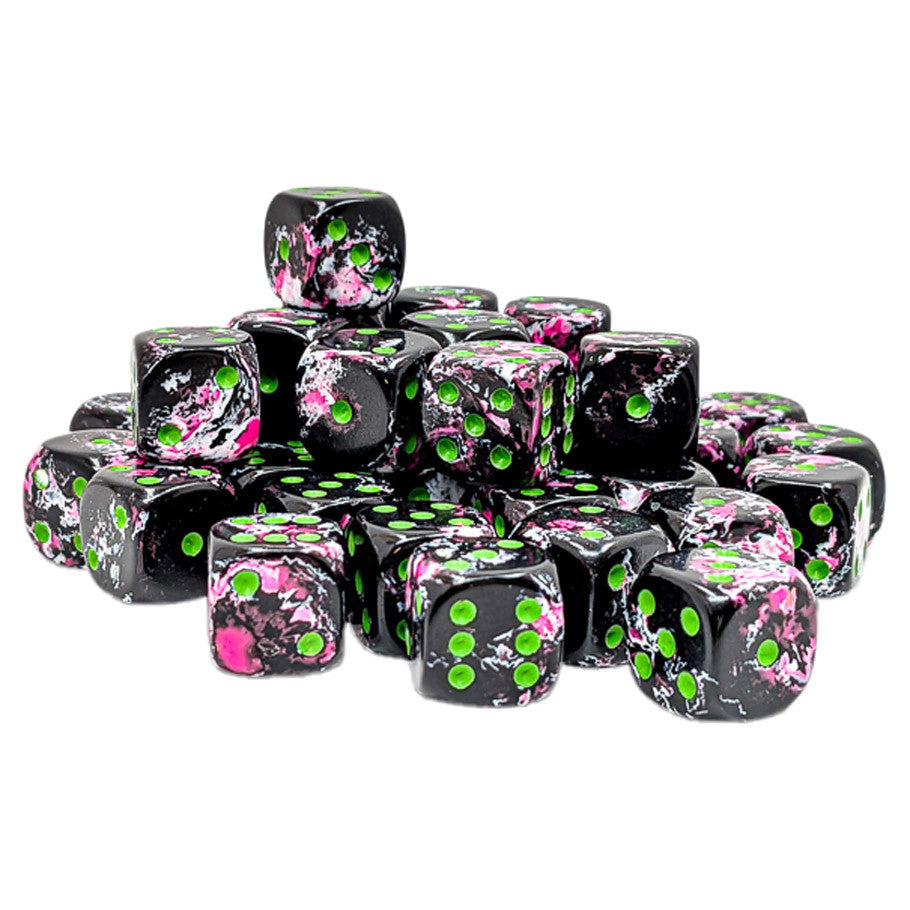 Chessex 12mm D6 Dice - Brush Paintball/Green (36 Count)