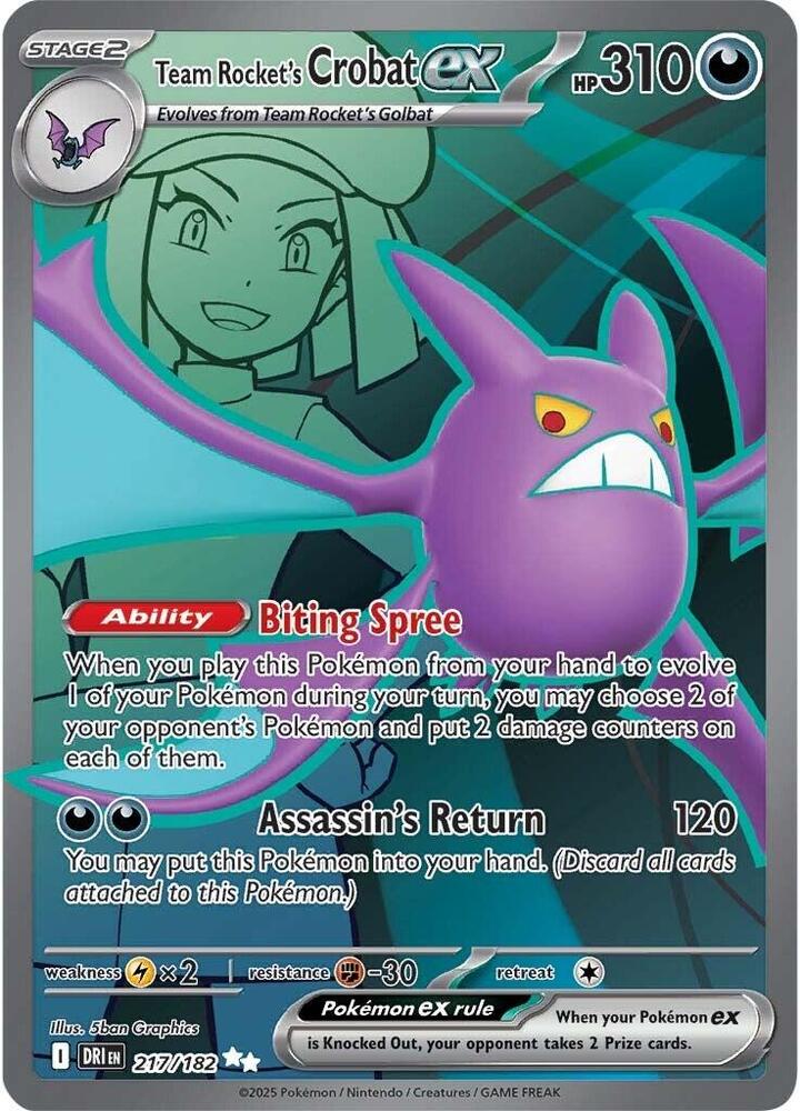 Team Rocket's Crobat ex - 217/182 Destined Rivals Full Art Pokemon - NM/MINT