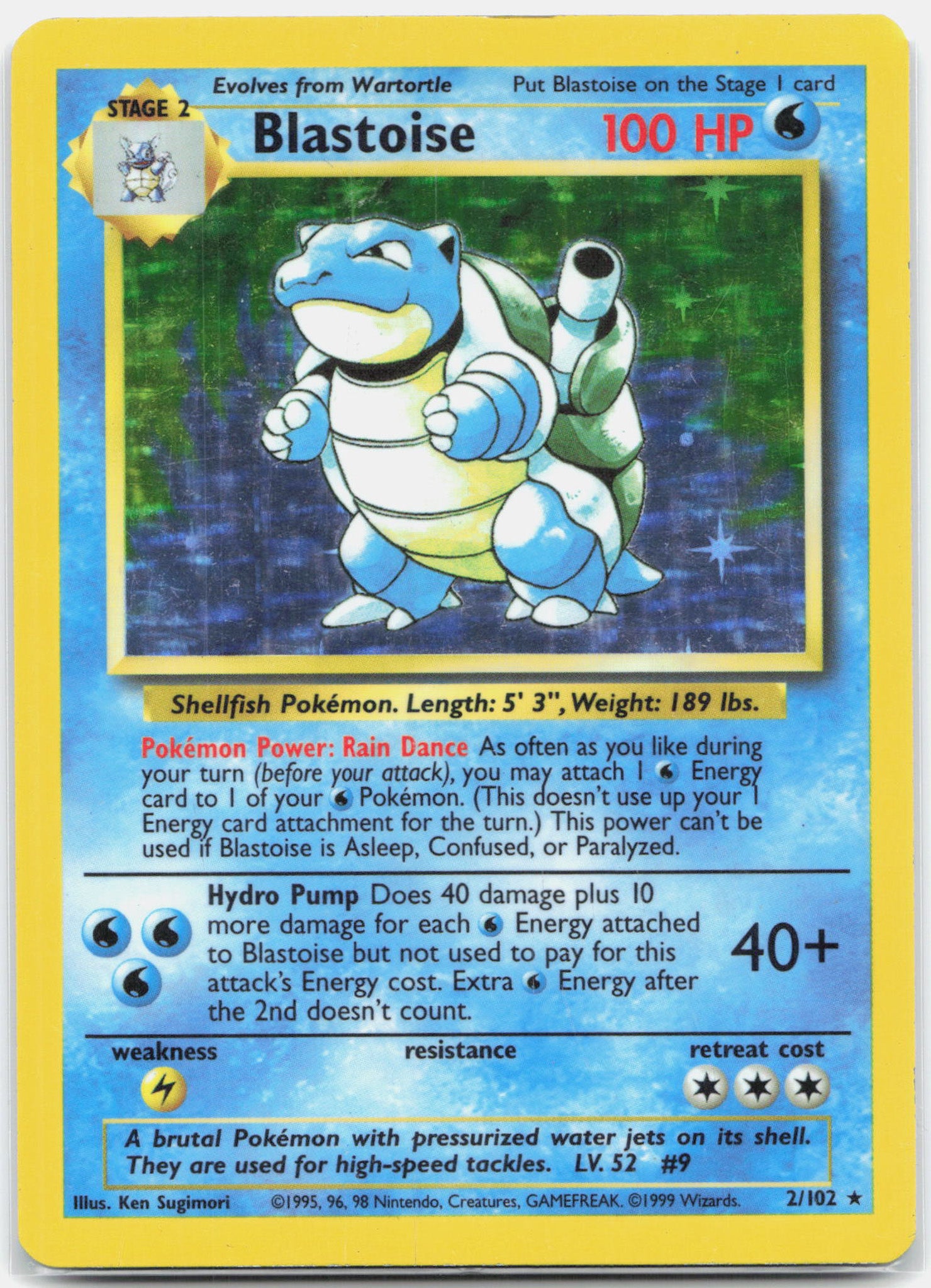 Blastoise - 2/102 Base Set Unlimited Holo Rare Pokemon - MP