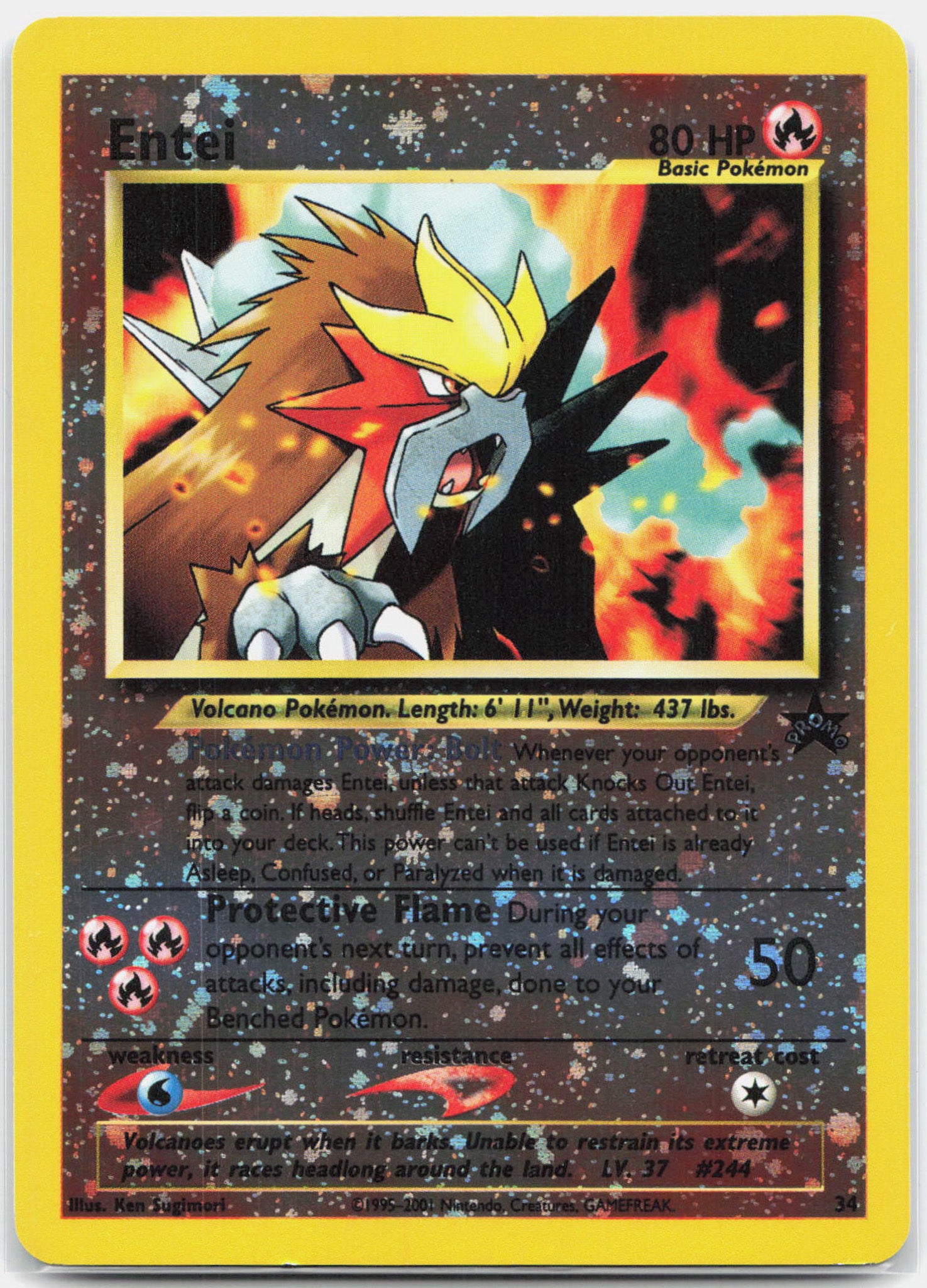 Entei - 34 WotC Black Star Promo Reverse Holo SWIRL Pokemon - NM/LP