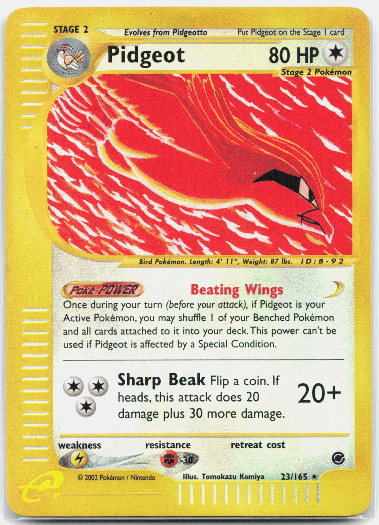 Pidgeot - 23/165 Expedition e-Reader Reverse Holo Rare Pokemon - LP/MP
