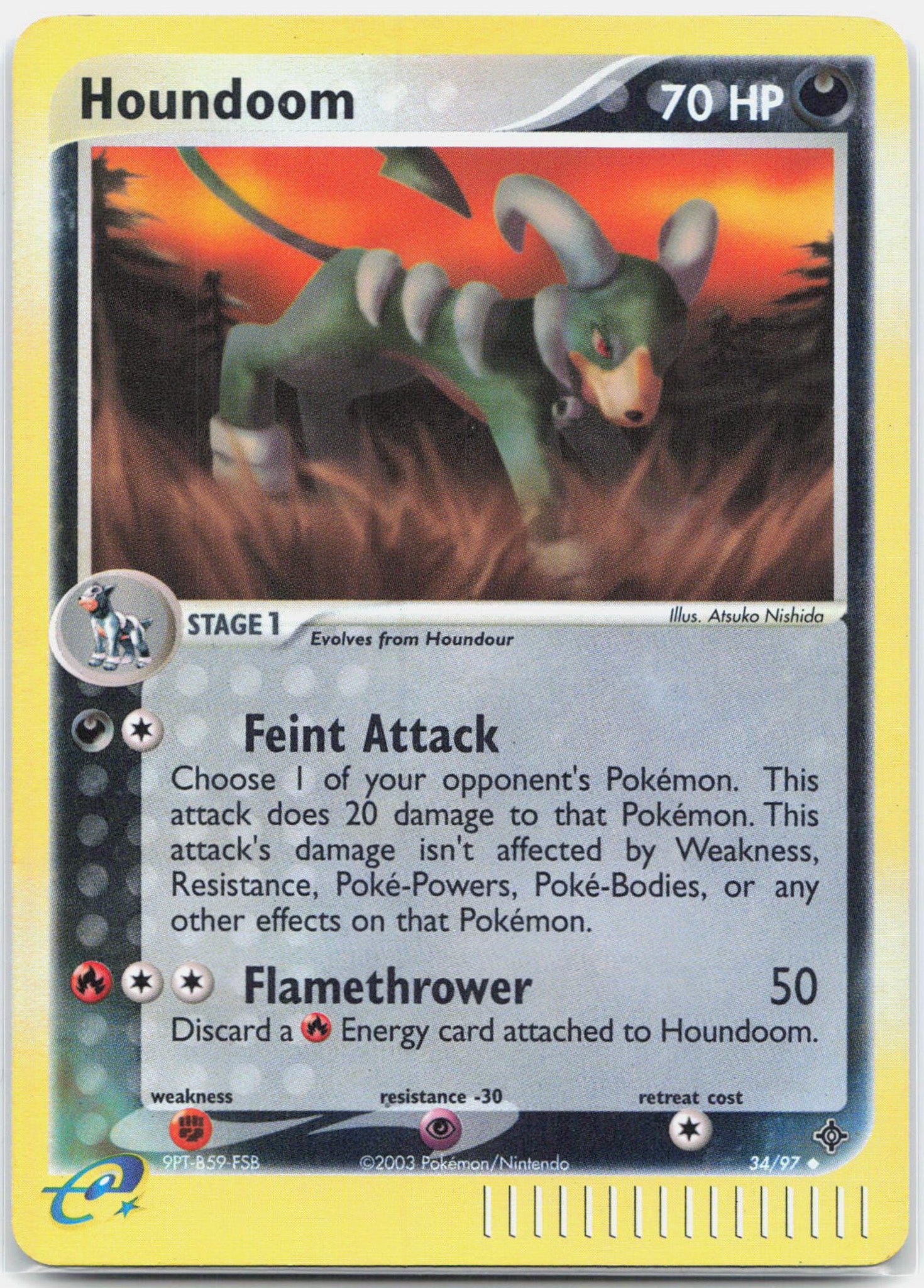 Houndoom - 34/97 Dragon Reverse Holo Pokemon - LP/MP