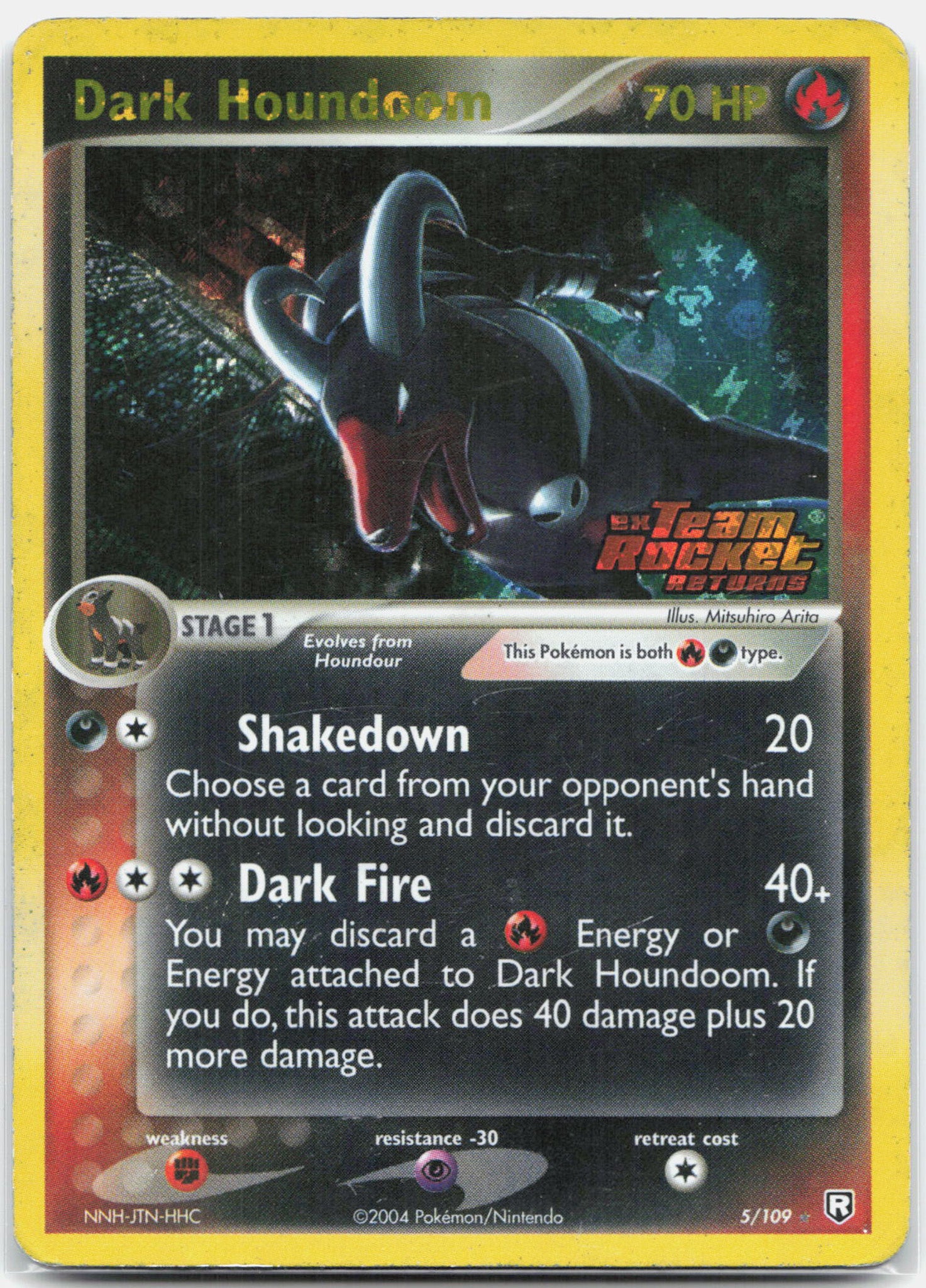 Dark Houndoom - 5/109 Team Rocket Returns Reverse Holo Stamped Pokemon - HP