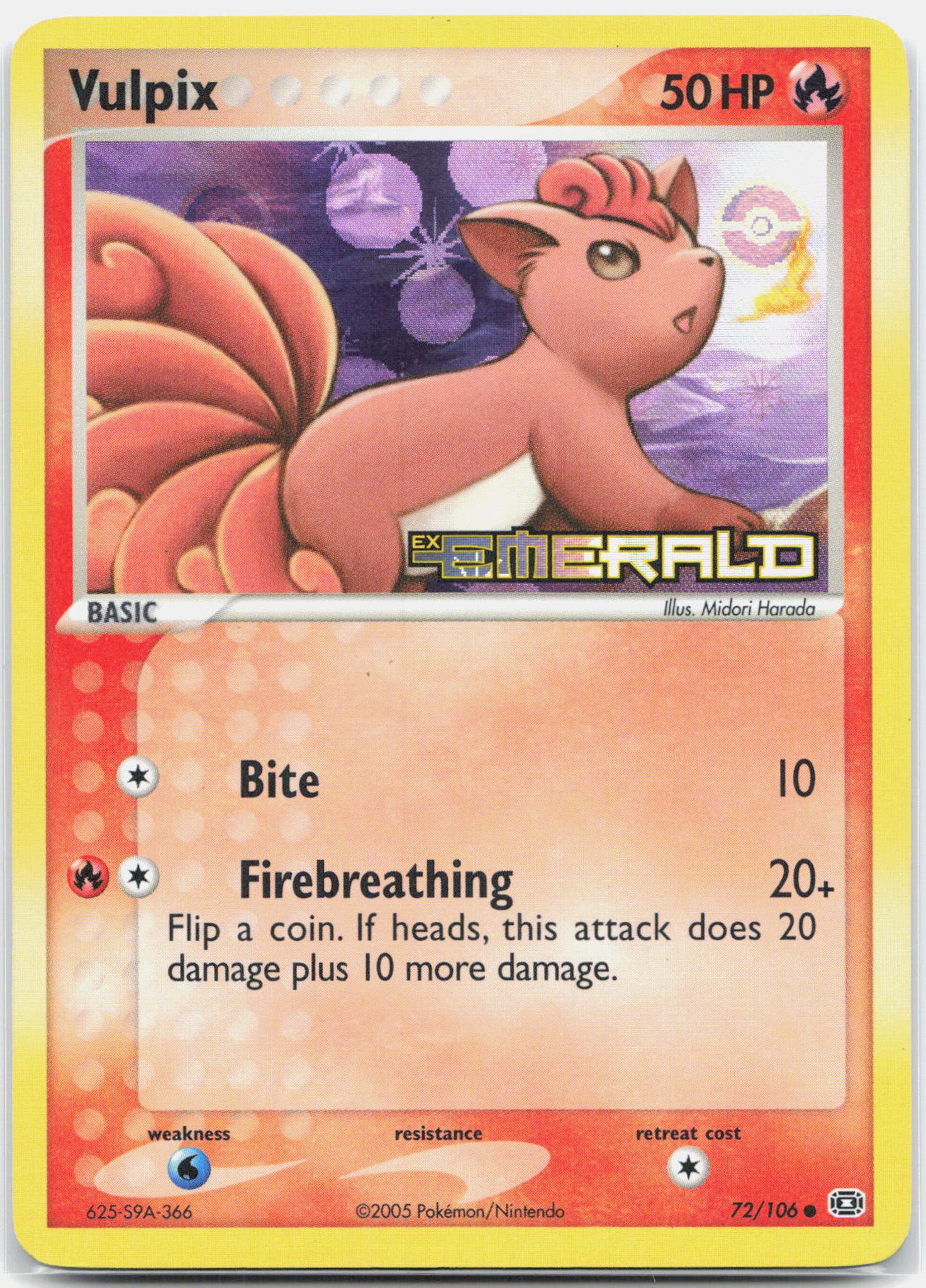 Vulpix - 72/106 Emerald Reverse Holo Pokemon - LP