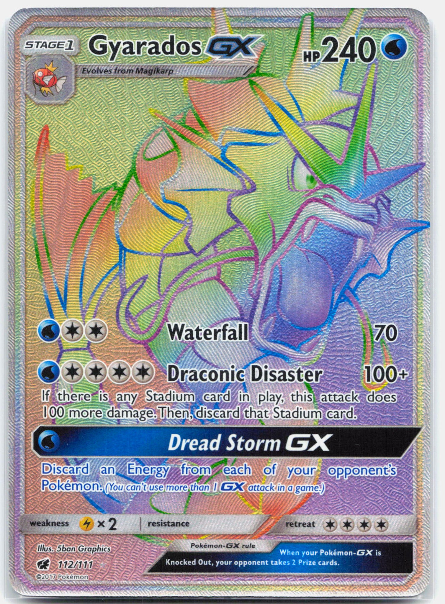 Gyarados GX - 112/111 Crimson Invasion Rainbow Pokemon - LP/MP