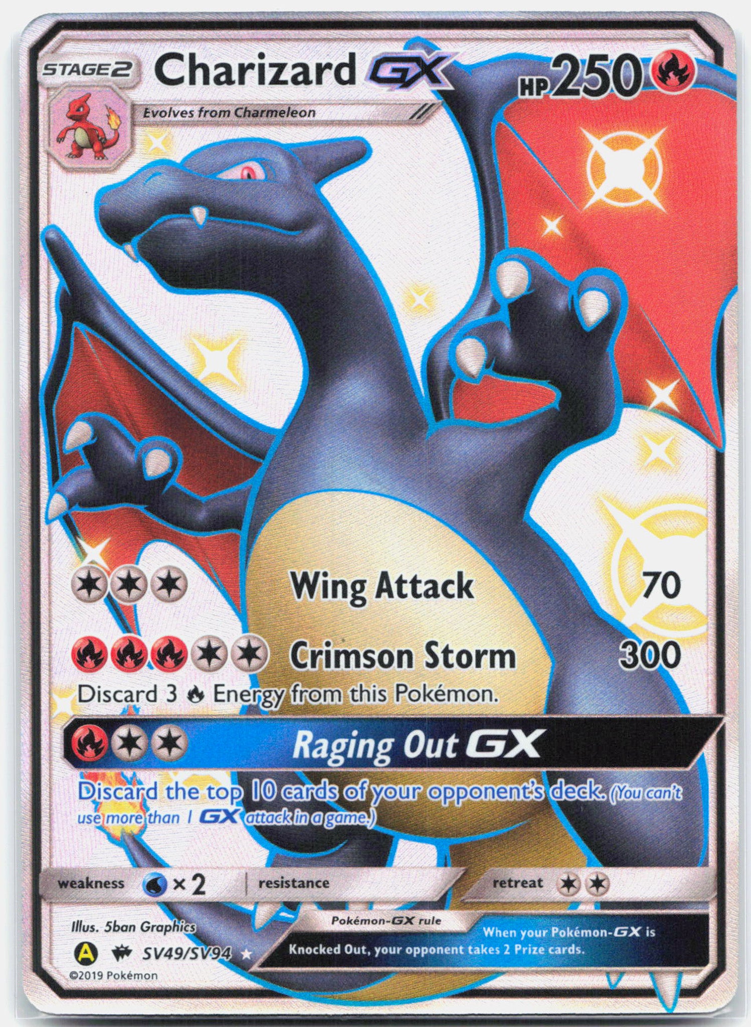 Charizard GX - SV49/SV94 Hidden Fates Full Art Shiny Pokemon - NM/MINT