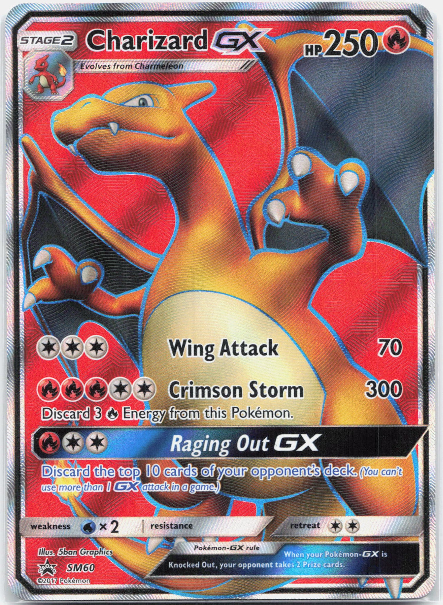 Charizard GX - SM60 Black Star Promo Full Art Pokemon - LP/MP