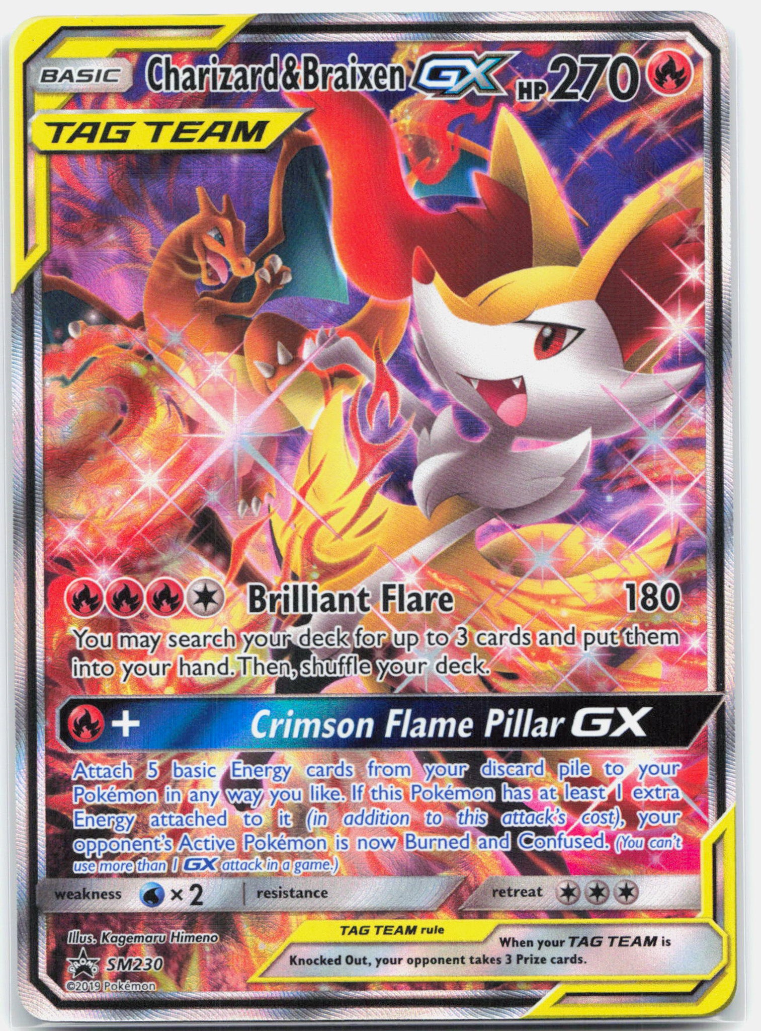 Charizard & Braixen GX - SM230 Black Star Promo Alternate Art Pokemon - LP