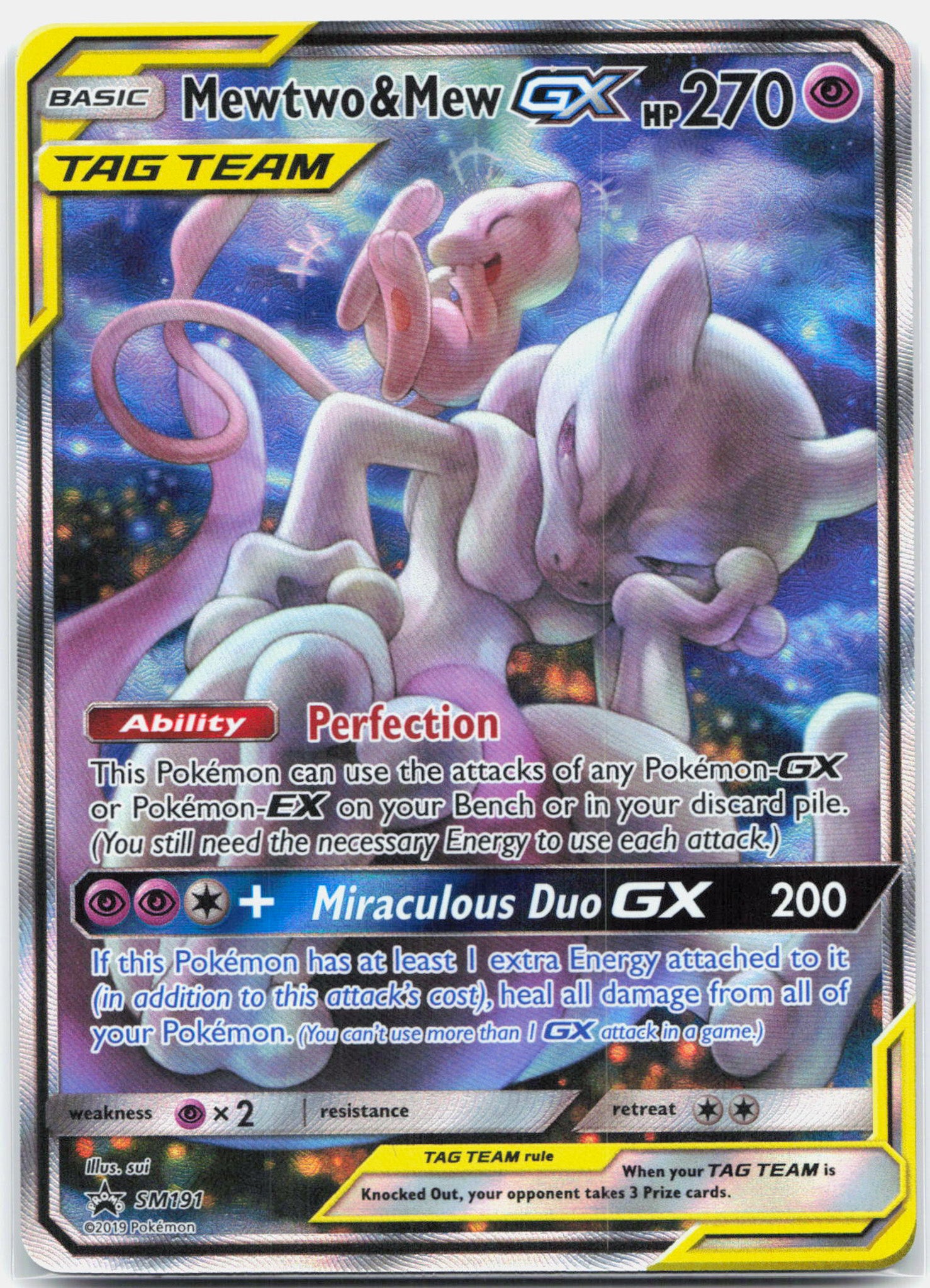 Mewtwo & Mew GX - SM191 Black Star Promo Alternate Art Pokemon - NM