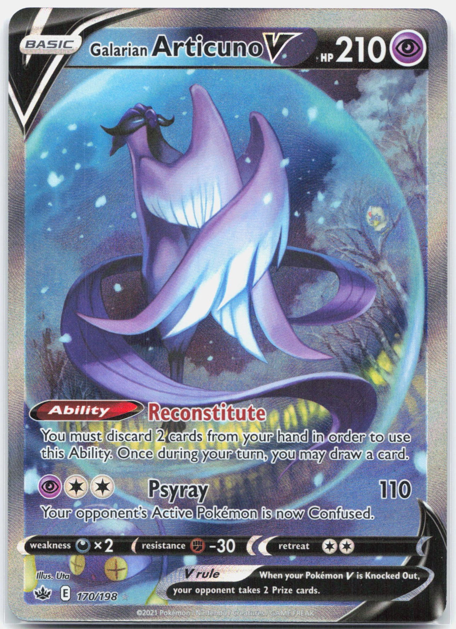 Galarian Articuno V - 170/198 Chilling Reign Alternate Art Pokemon - NM/LP
