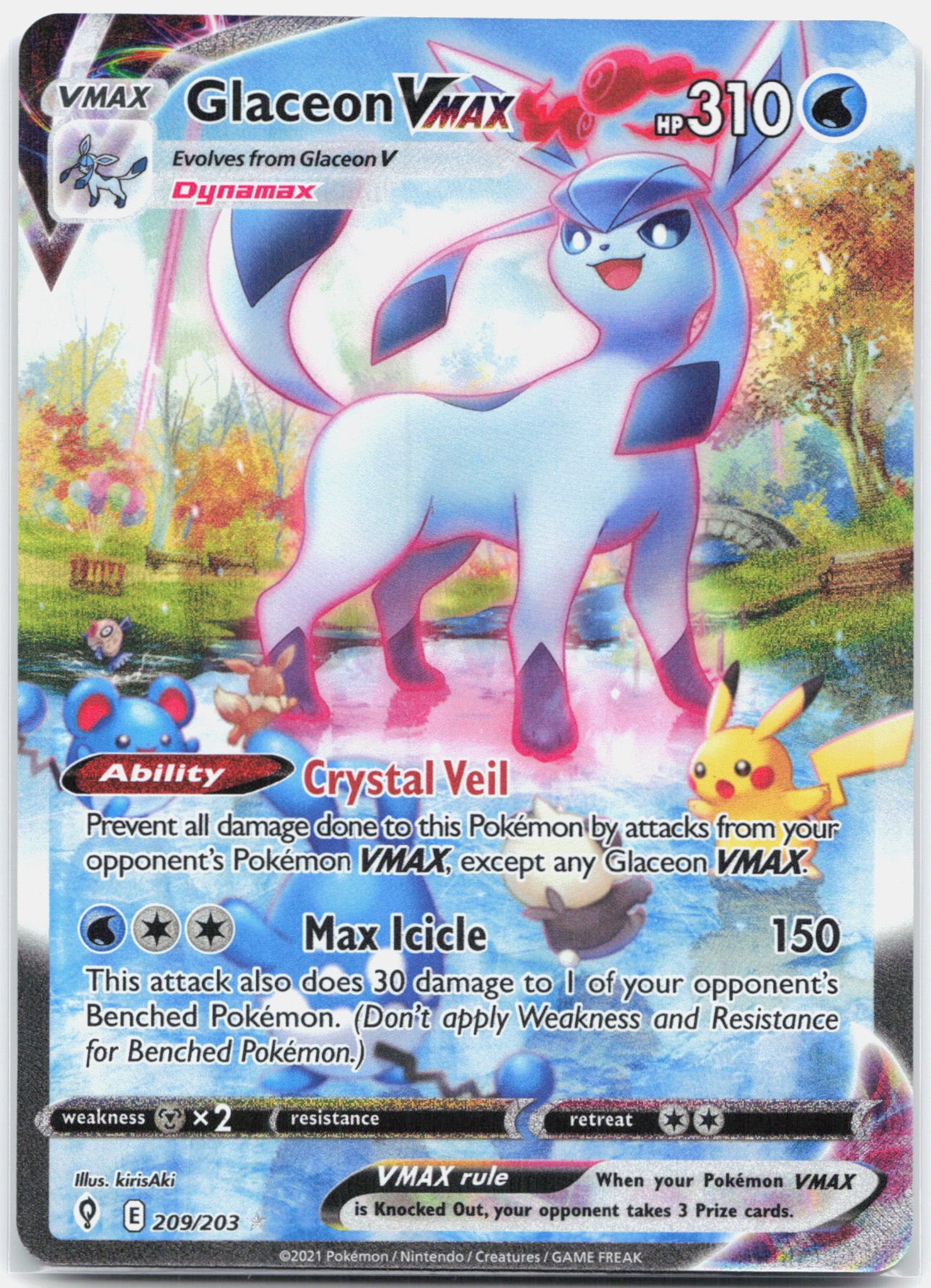 Glaceon Vmax - 209/203 Evolving Skies Alternate Art Pokemon - NM/MINT