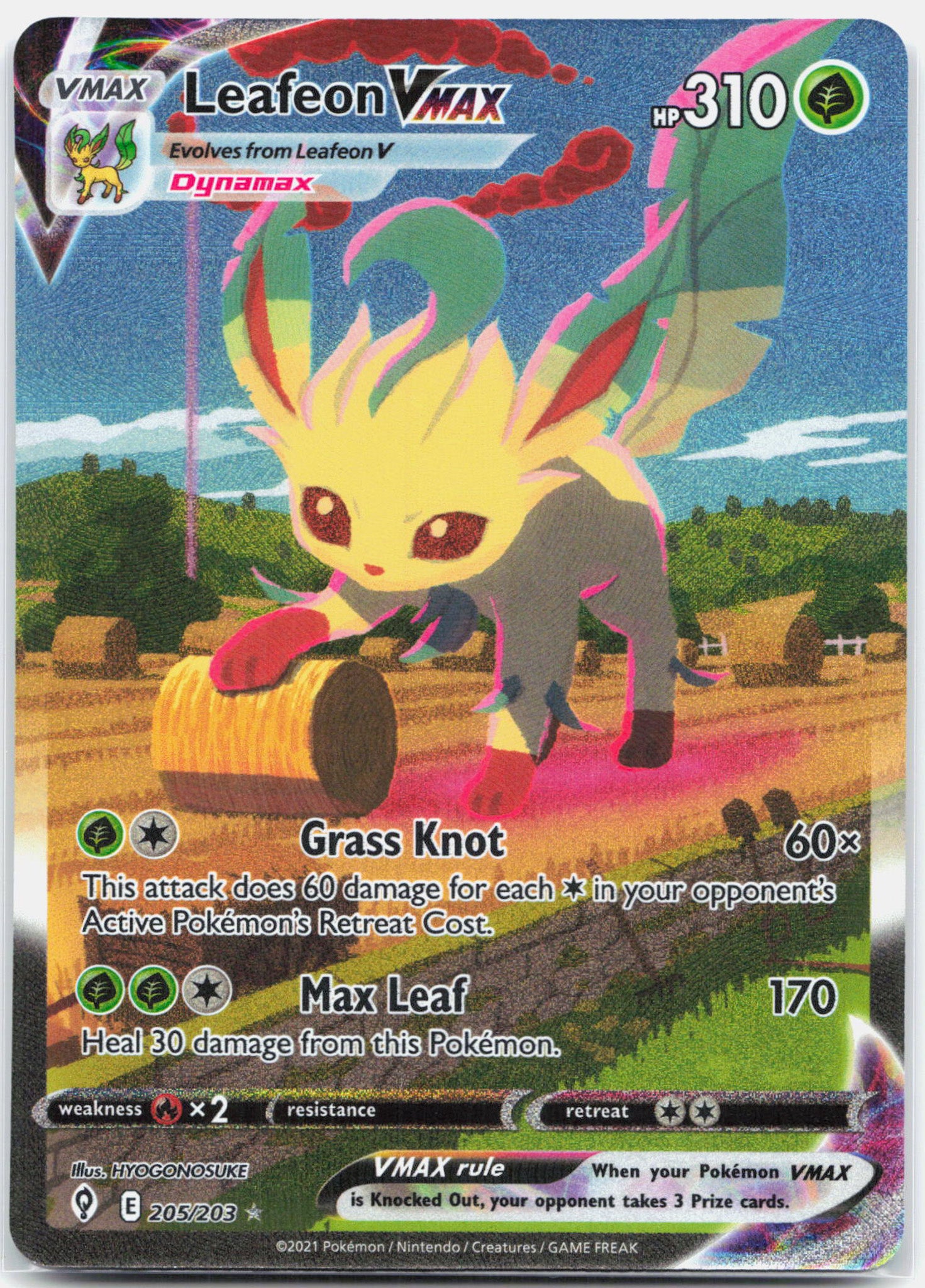 Leafeon Vmax - 205/203 Evolving Skies Alternate Art Pokemon - NM