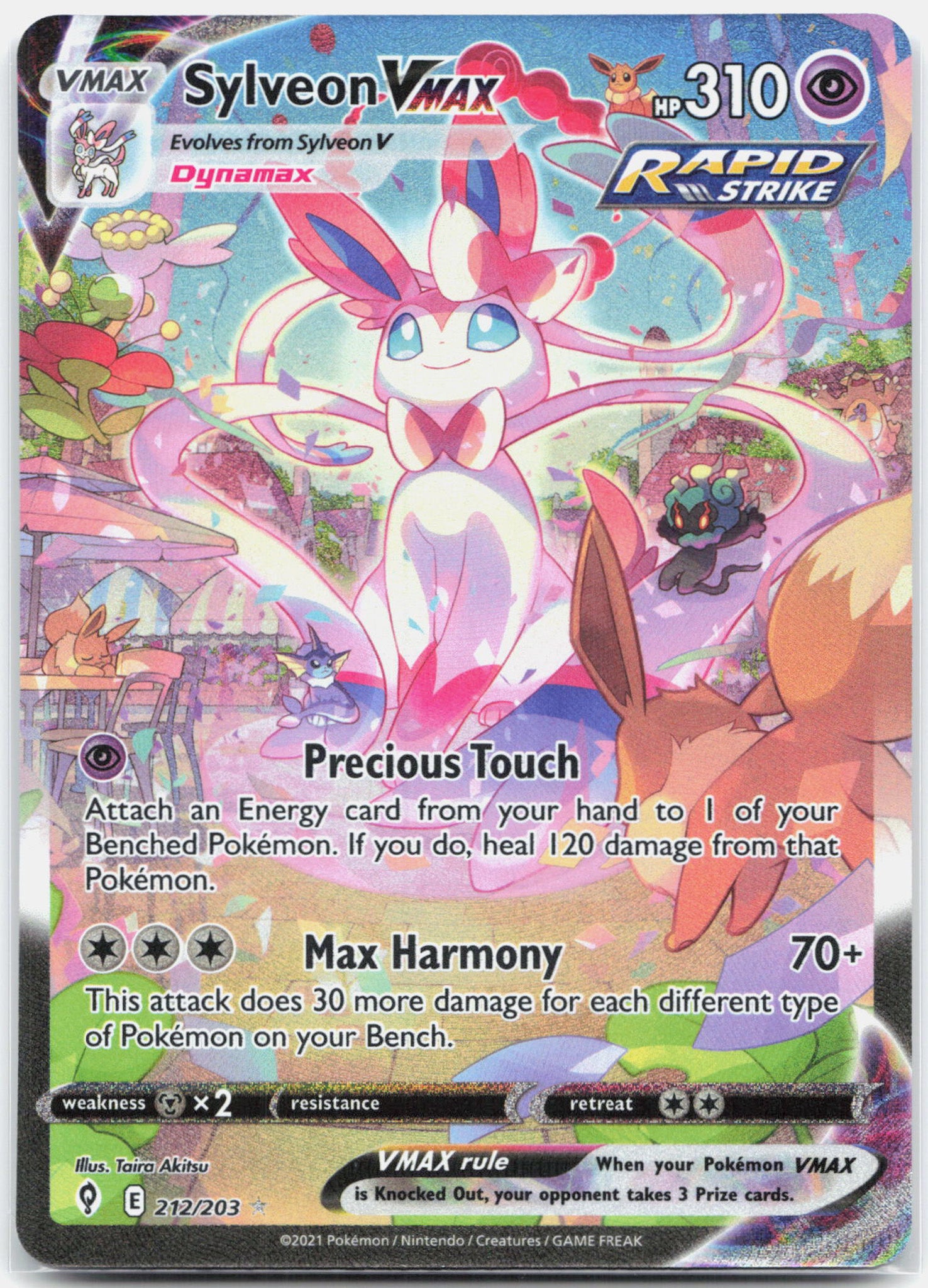 Sylveon Vmax - 212/203 Evolving Skies Alternate Art Pokemon - NM