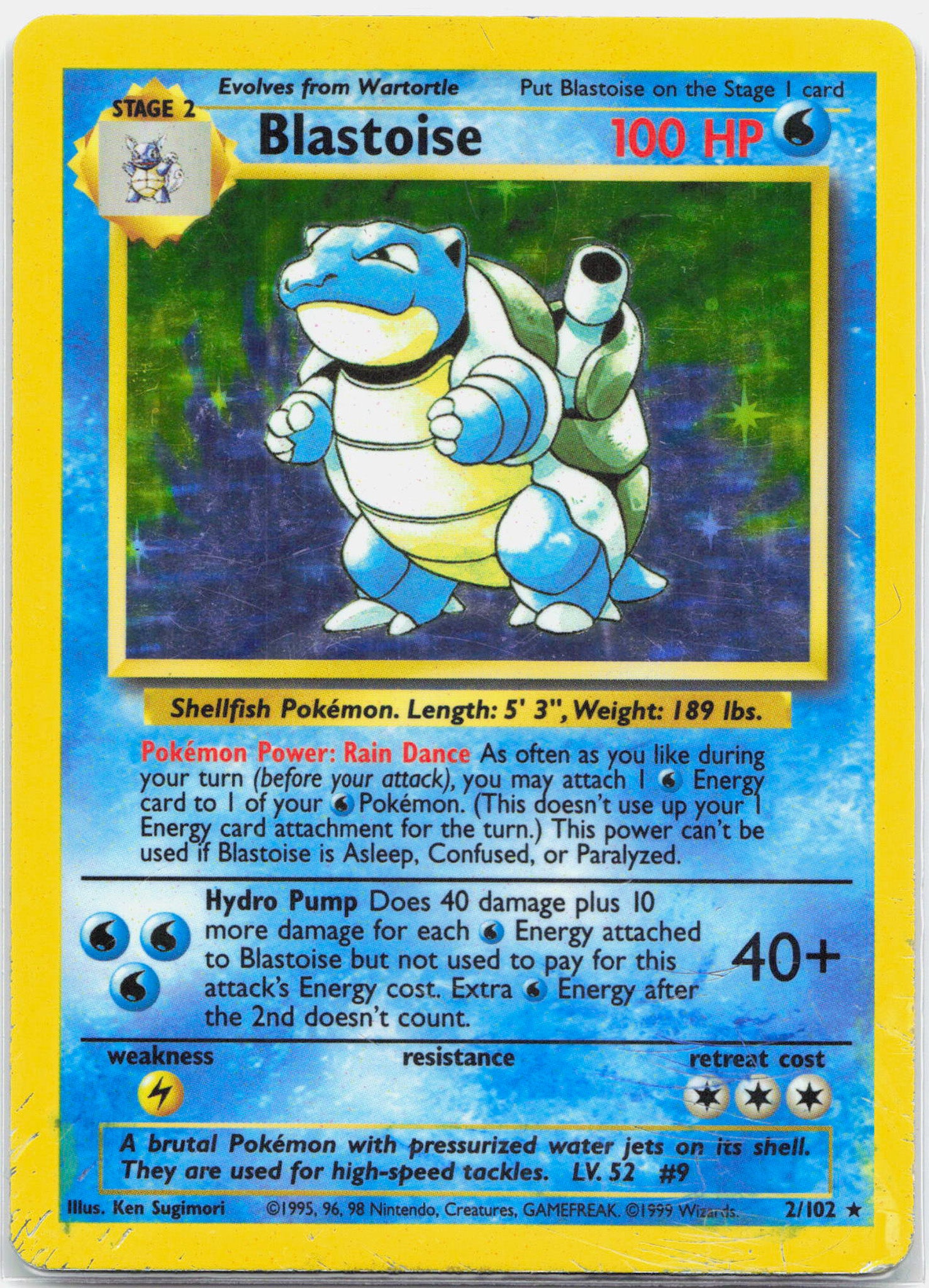 Blastoise - 2/102 Base Set Unlimited Holo Rare Pokemon - DMG