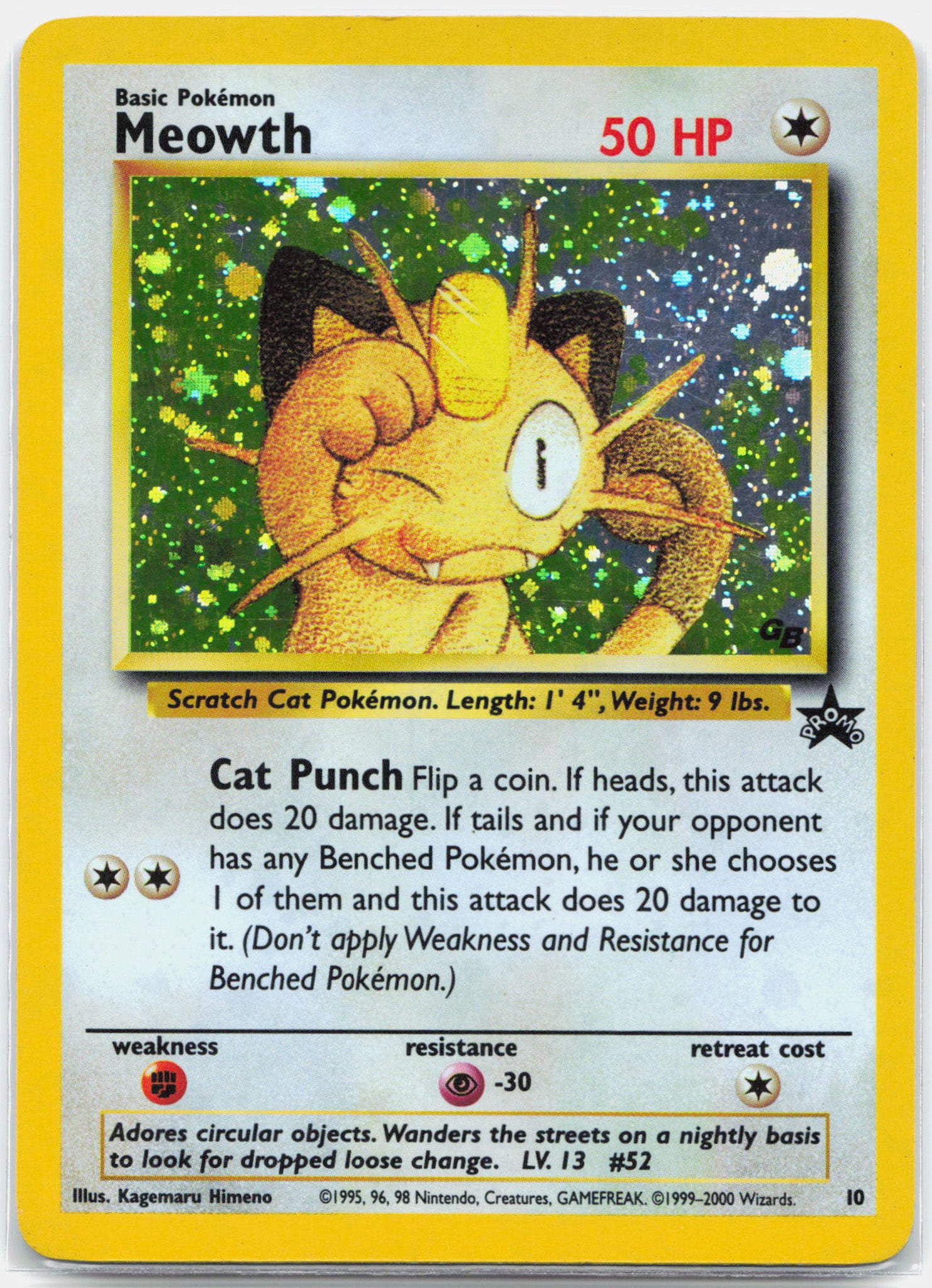 Meowth - 10 Vintage WotC GB Black Star Promo Holo Pokemon - MP/HP