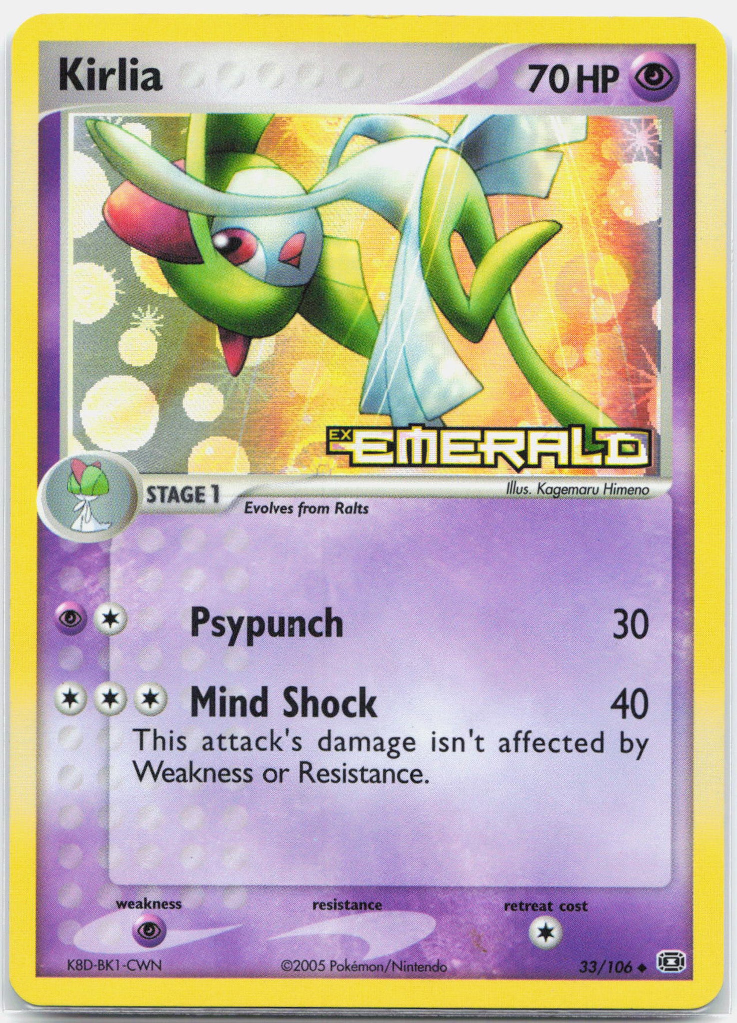 Kirlia - 33/106 Emerlad Reverse Holo Pokemon - NM/LP
