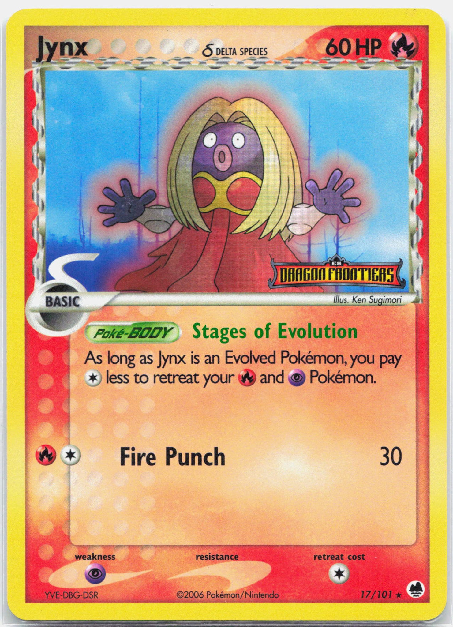 Jynx - 17/101 Dragon Frontiers Reverse Holo Rare Pokemon - NM/LP