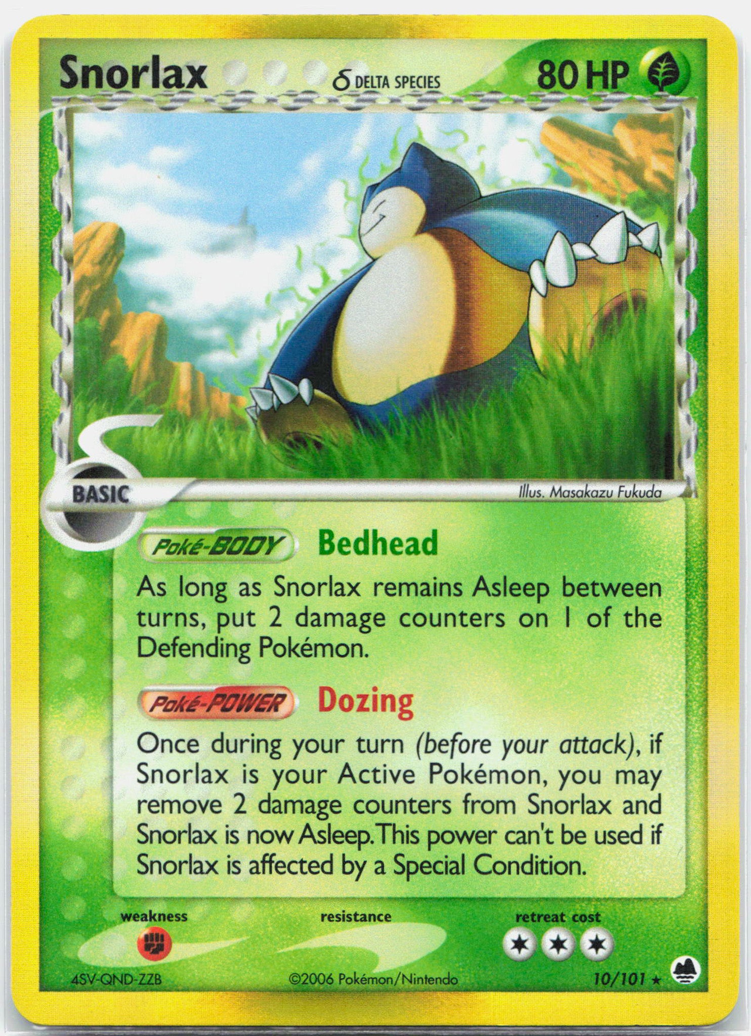 Snorlax - 10/101 Dragon Frontiers Holo Rare Pokemon - NM/LP