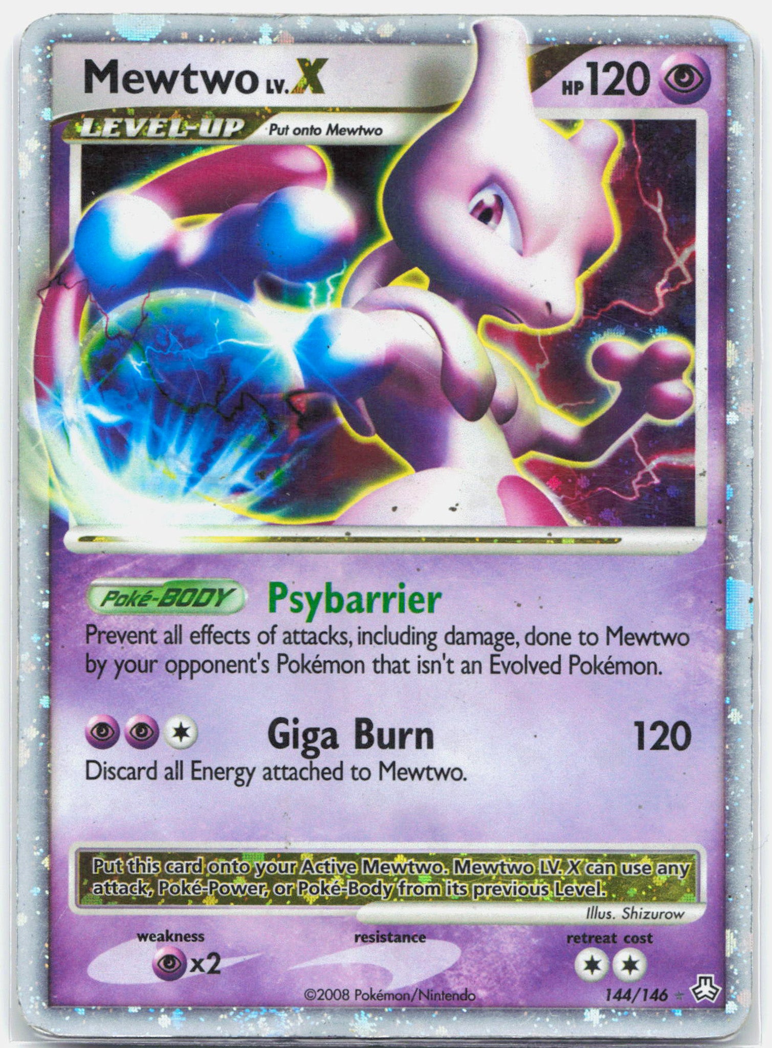 Mewtwo Lv. X - 144/146 Legends Awakened Ultra Rare Holo Pokemon - MP/HP