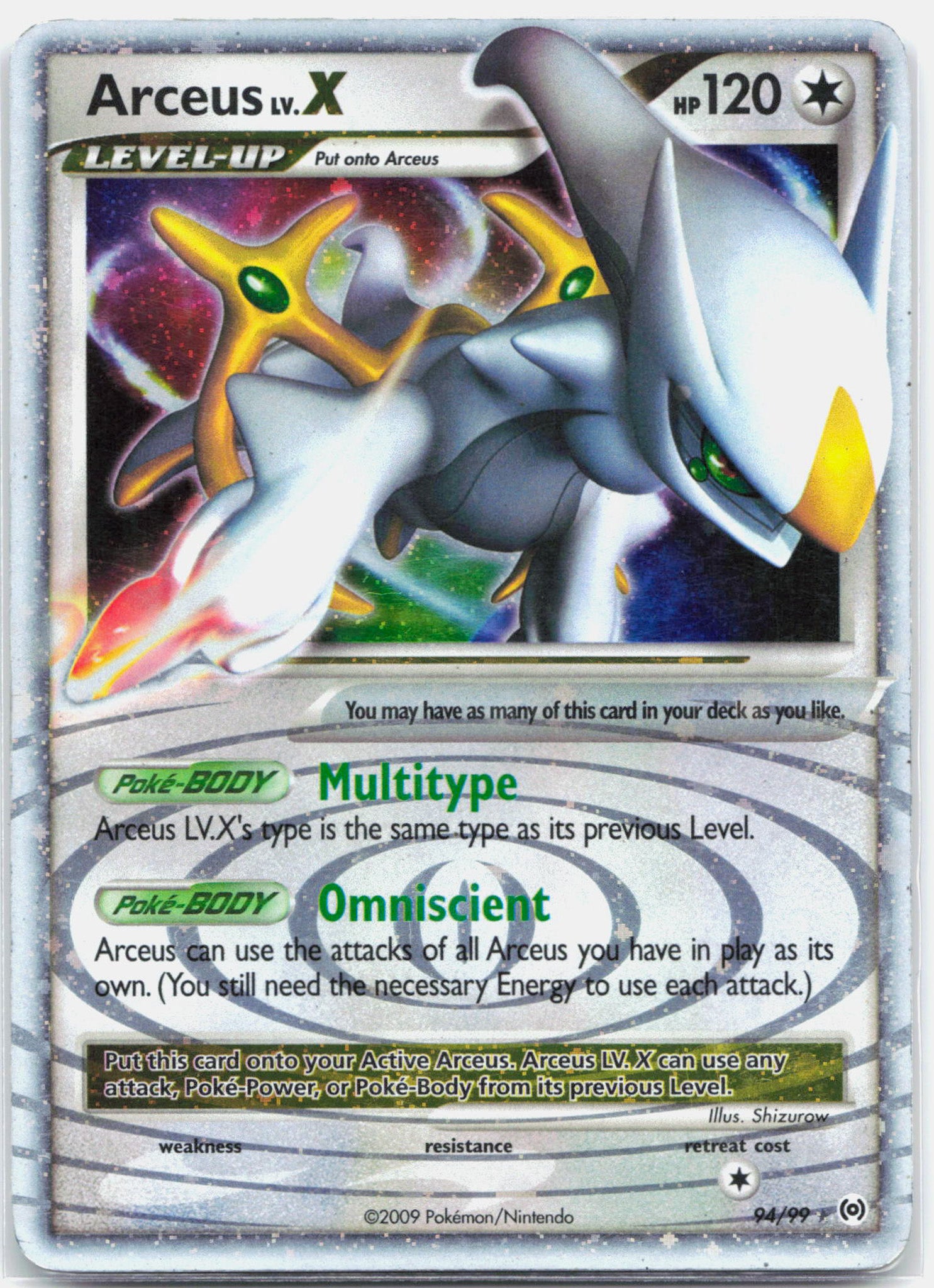 Arceus Lv. X - 94/99 Arceus Set Ultra Rare Holo Pokemon - LP/MP