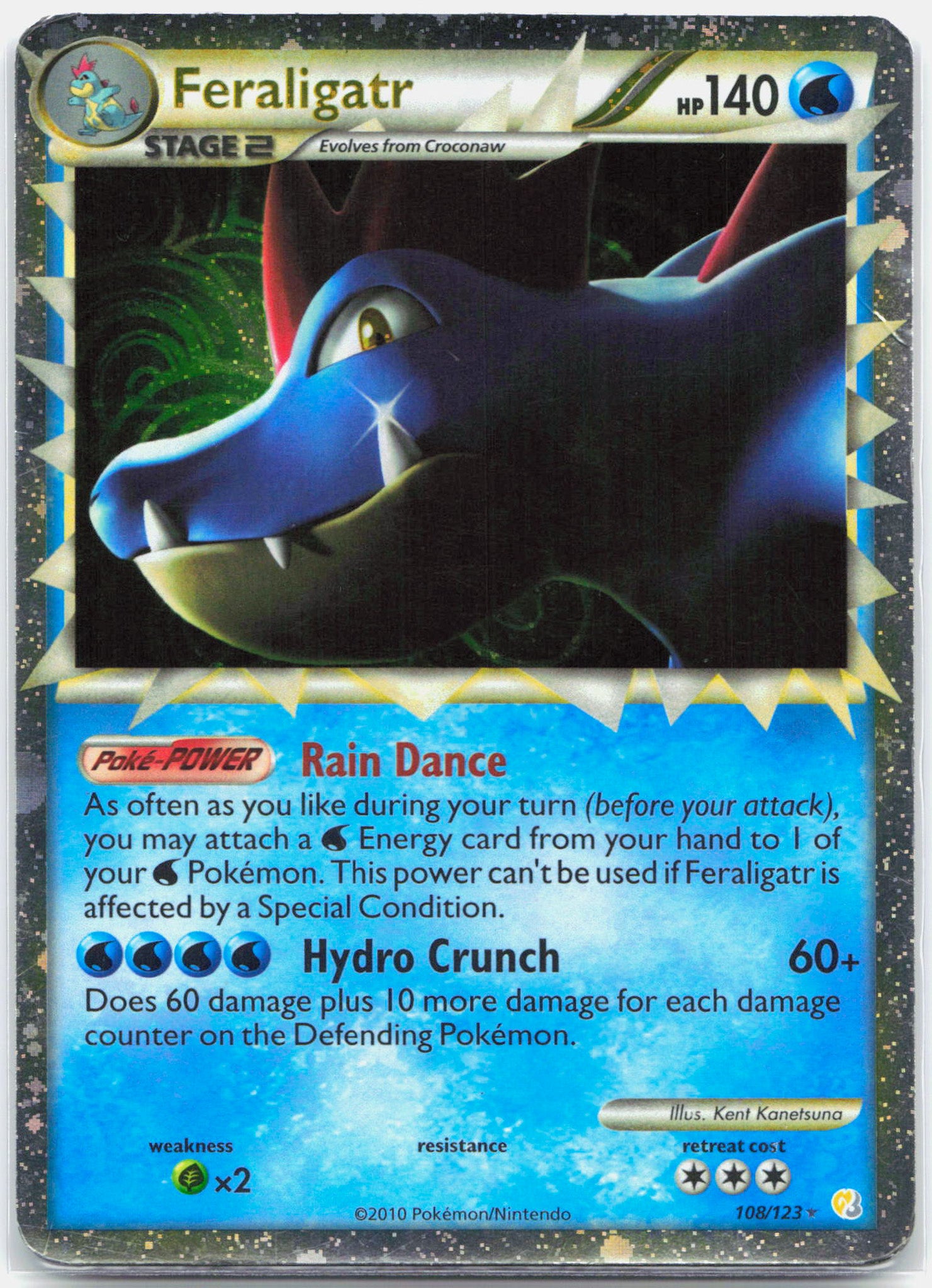 Feraligatr Prime - 108/123 HeartGold & SoulSilver Ultra Rare Holo Pokemon - HP