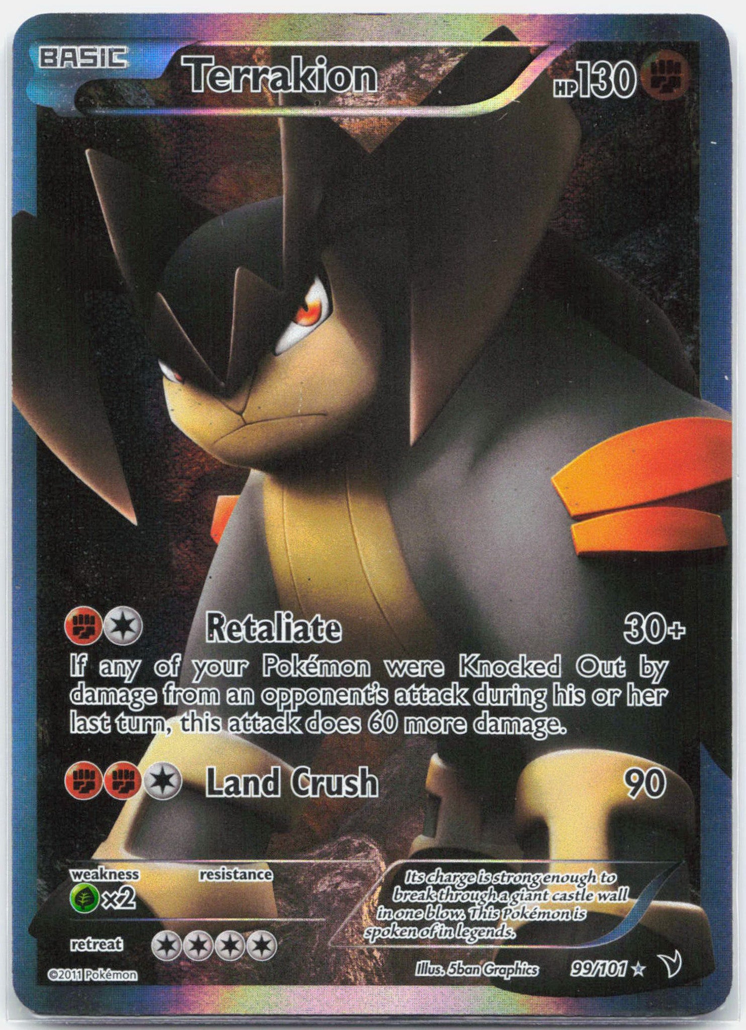 Terrakion - 99/101 Noble Victories Full Art Pokemon - LP