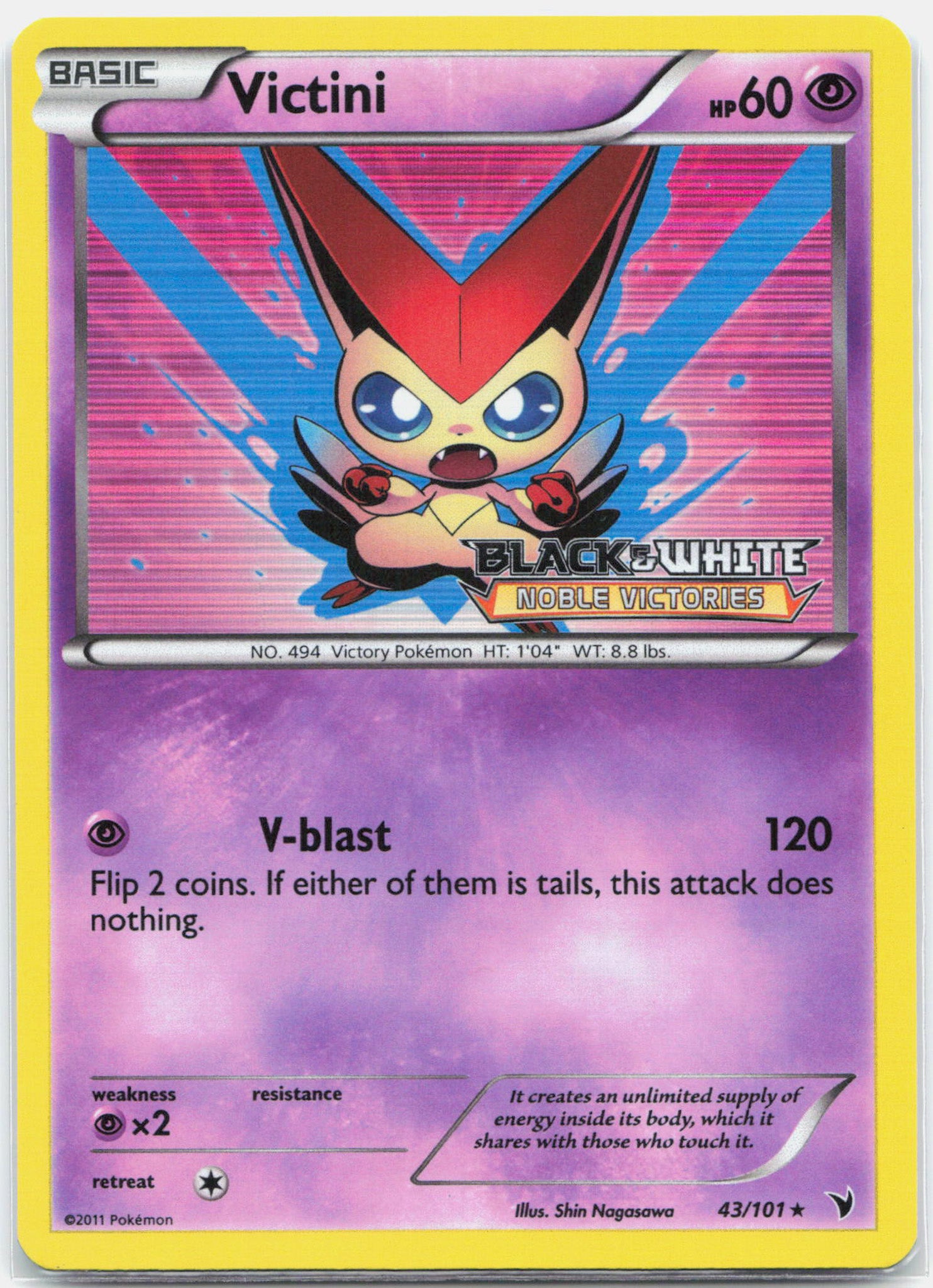 Victini - 43/101 Noble Victories Prerelease Promo Holo Pokemon - NM/LP