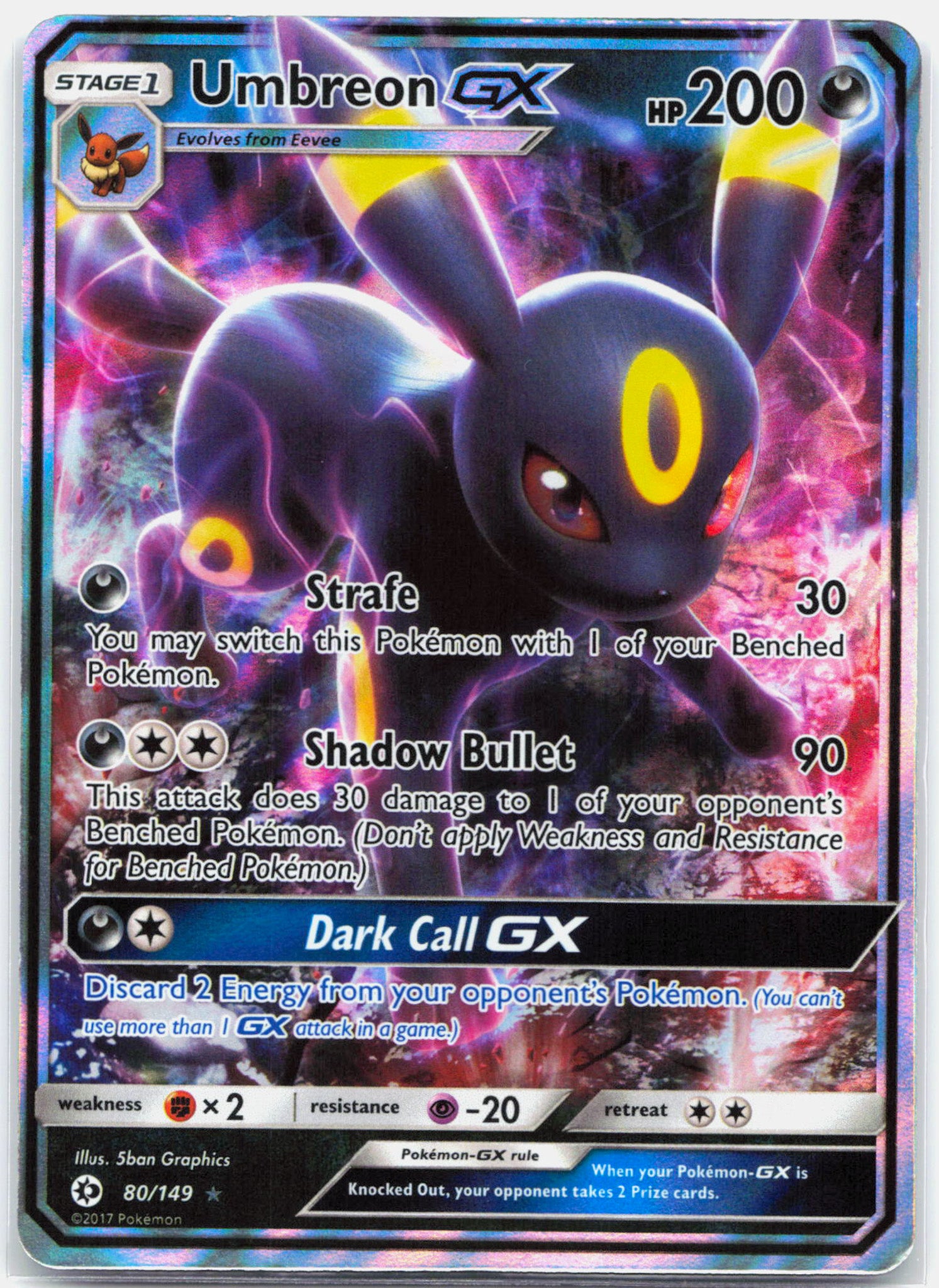 Umbreon GX - 80/149 Sun & Moon Ultra Rare Pokemon - NM