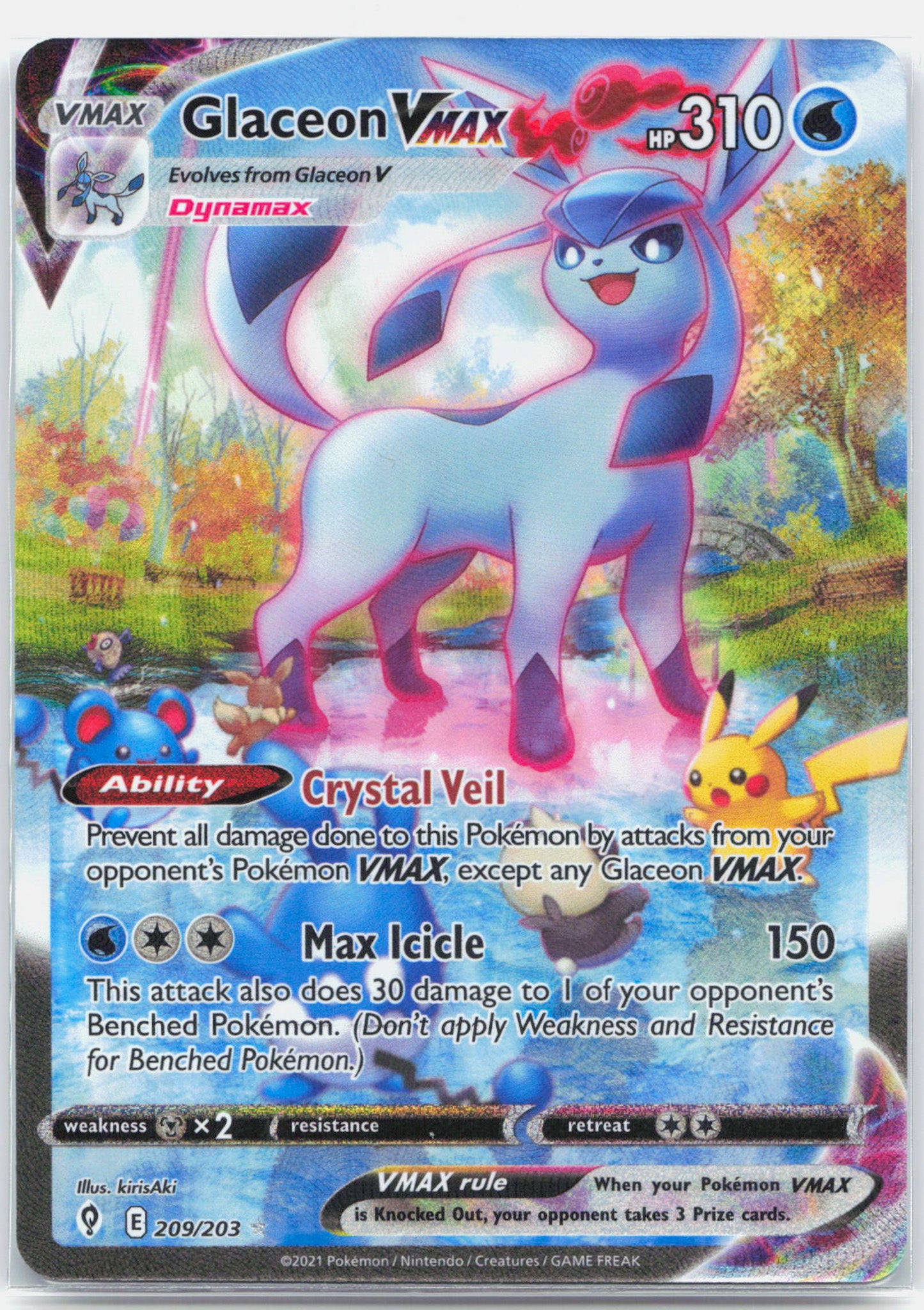 Glaceon Vmax - 209/203 Evolving Skies Alternate Art Pokemon - NM