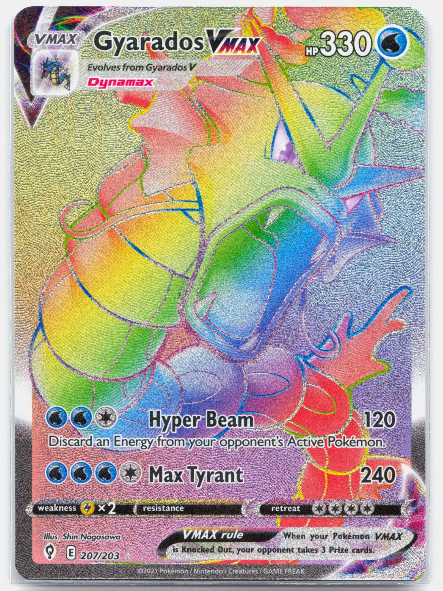 Gyarados Vmax - 207/203 Evolving Skies Rainbow Pokemon - NM