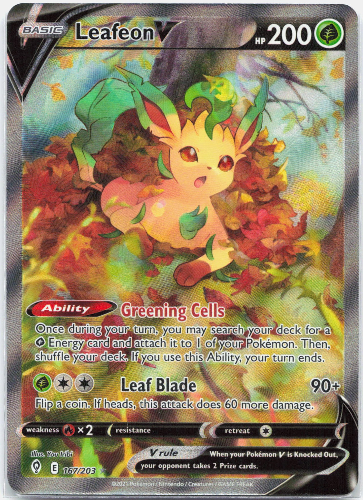 Leafeon V - 167/203 Evolving Skies Alternate Art Pokemon - NM