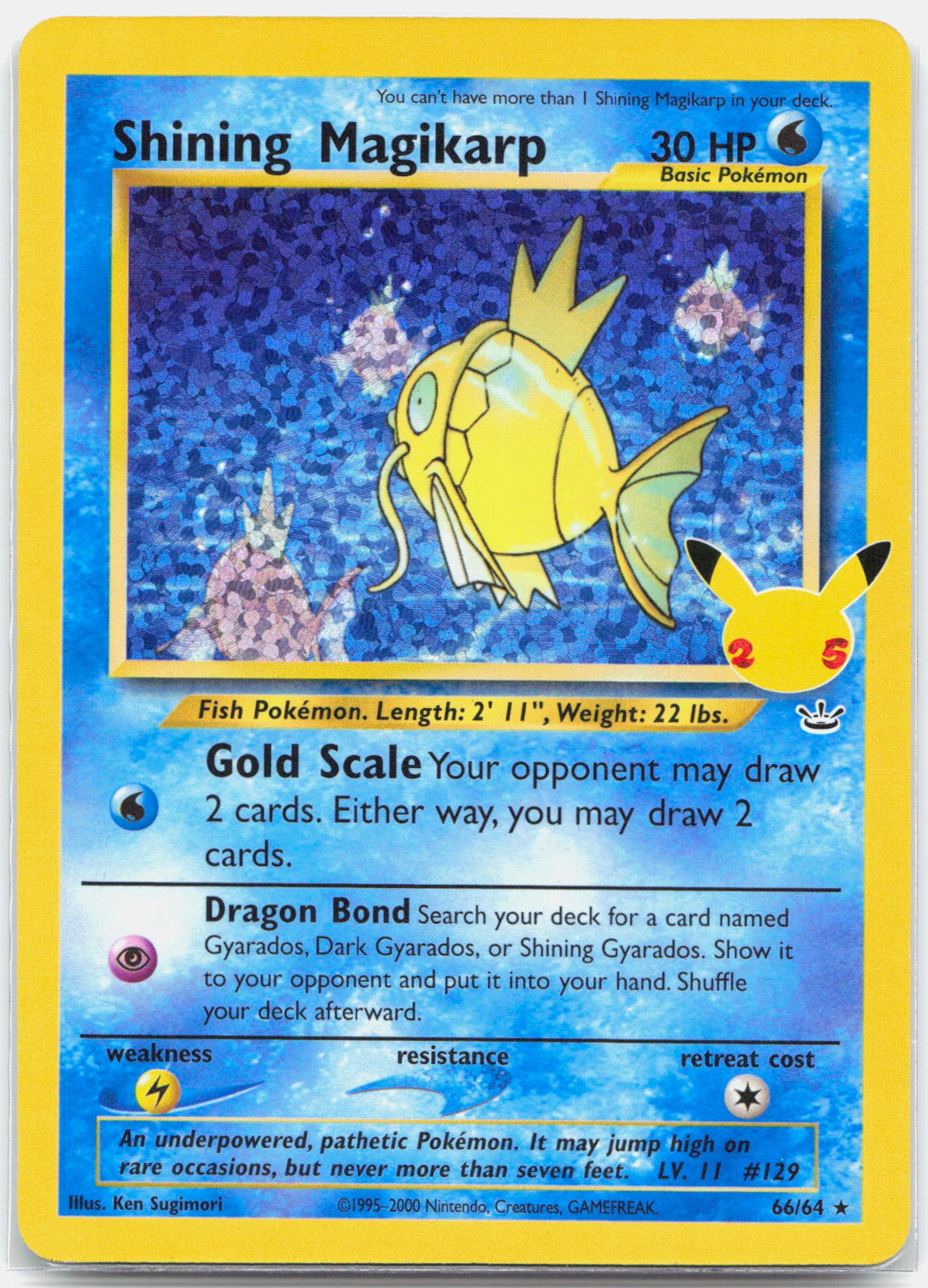 Shining Magikarp - 66/64 Celebrations 25th Classic Collection Holo Rare Pokemon - LP
