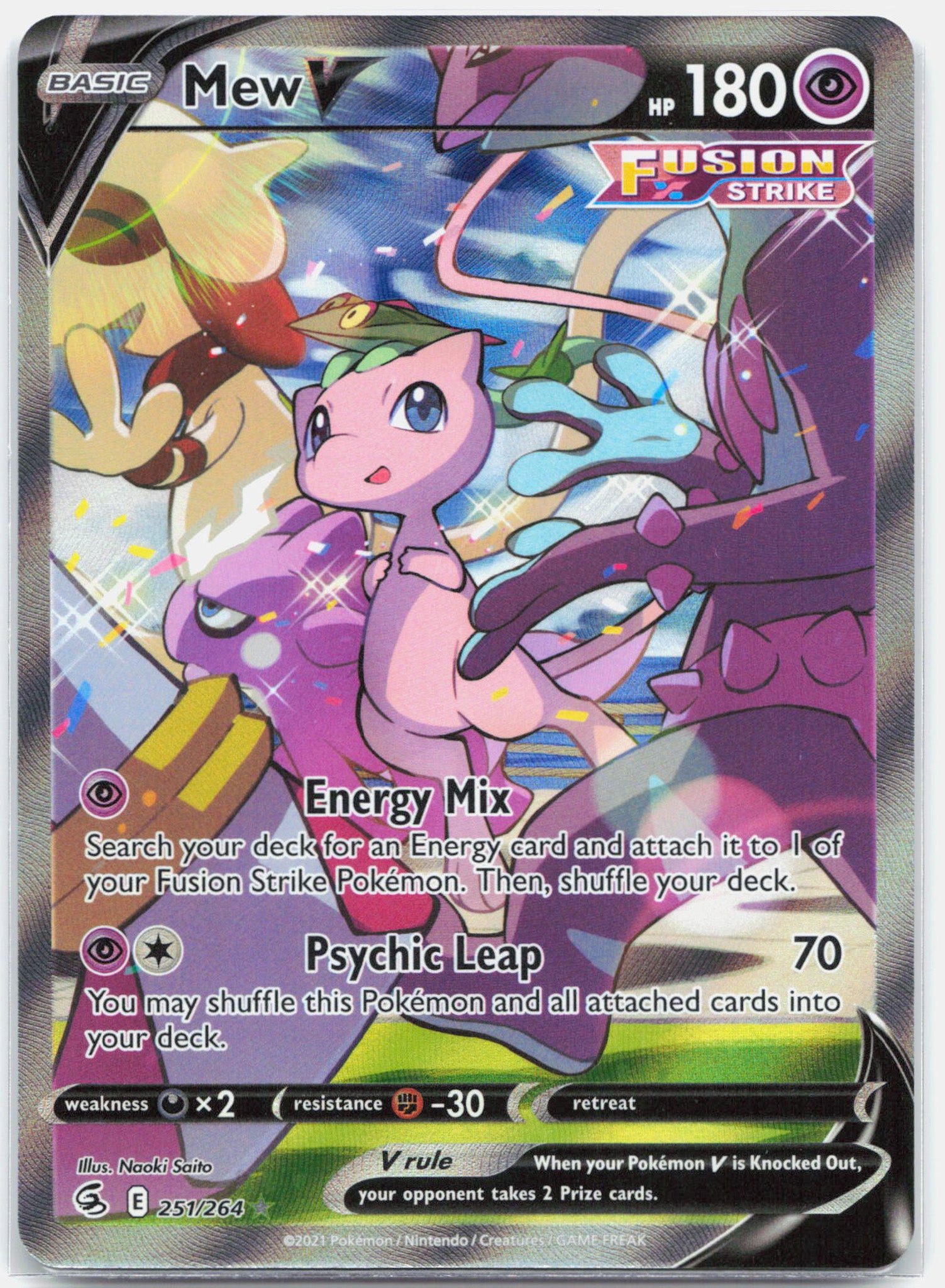 Mew V - 251/264 Fusion Strike Alternate Art Pokemon - NM/MINT