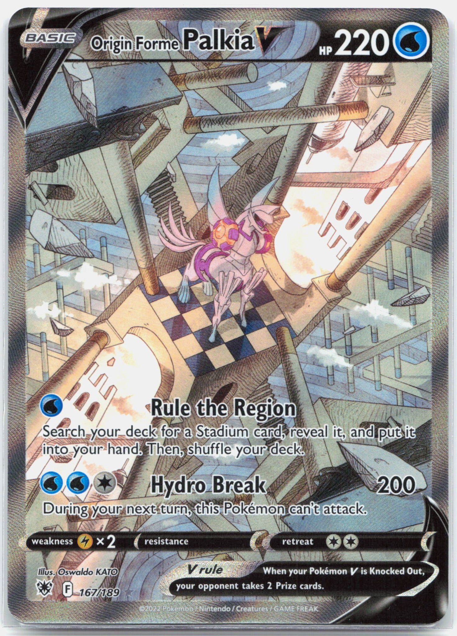 Origin Forme Palkia V - 167/189 Astral Radiance Alternate Art Pokemon - NM/MINT