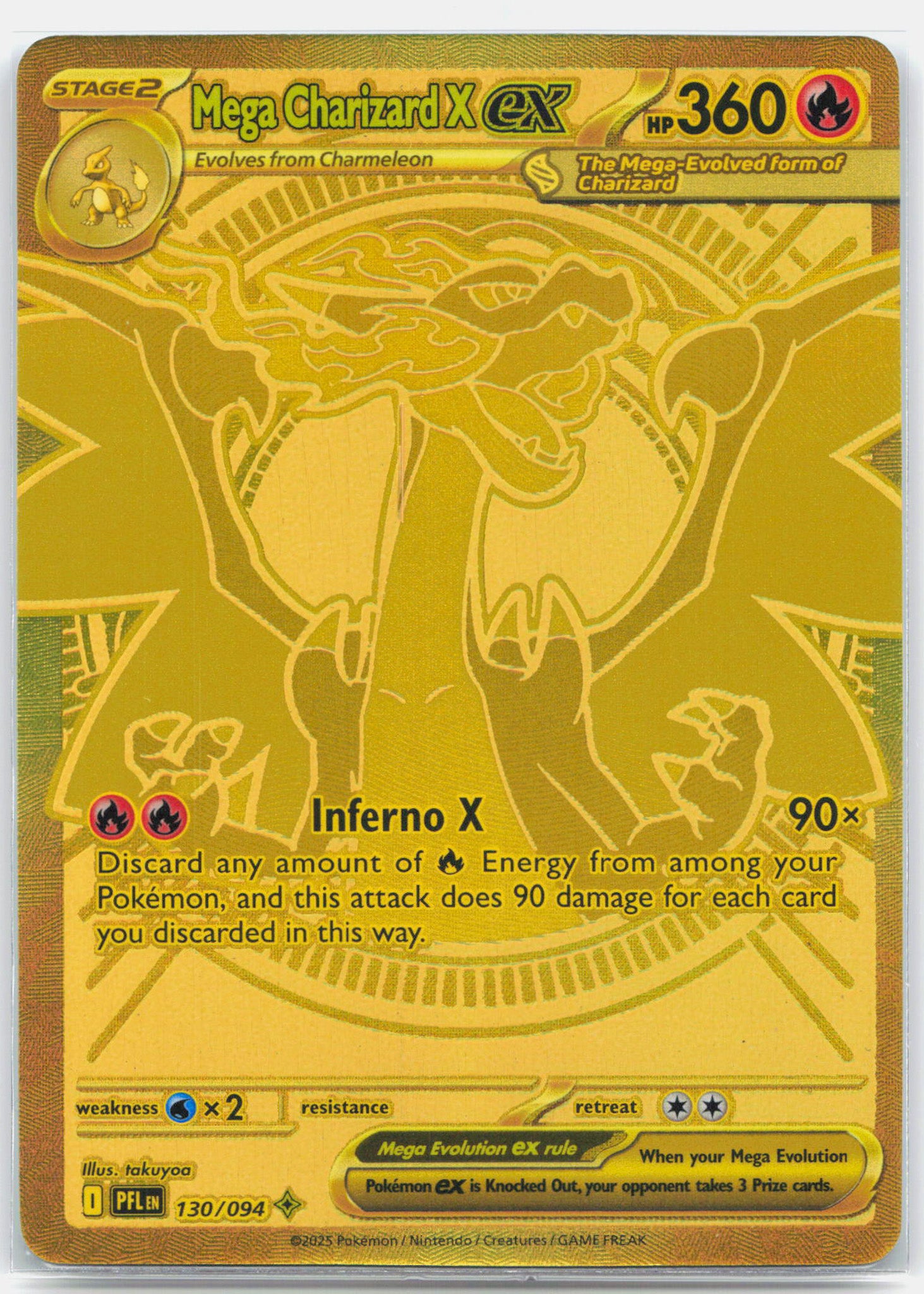 Mega Charizard X ex - 130/094 Phantasmal Flames Gold Pokemon - NM