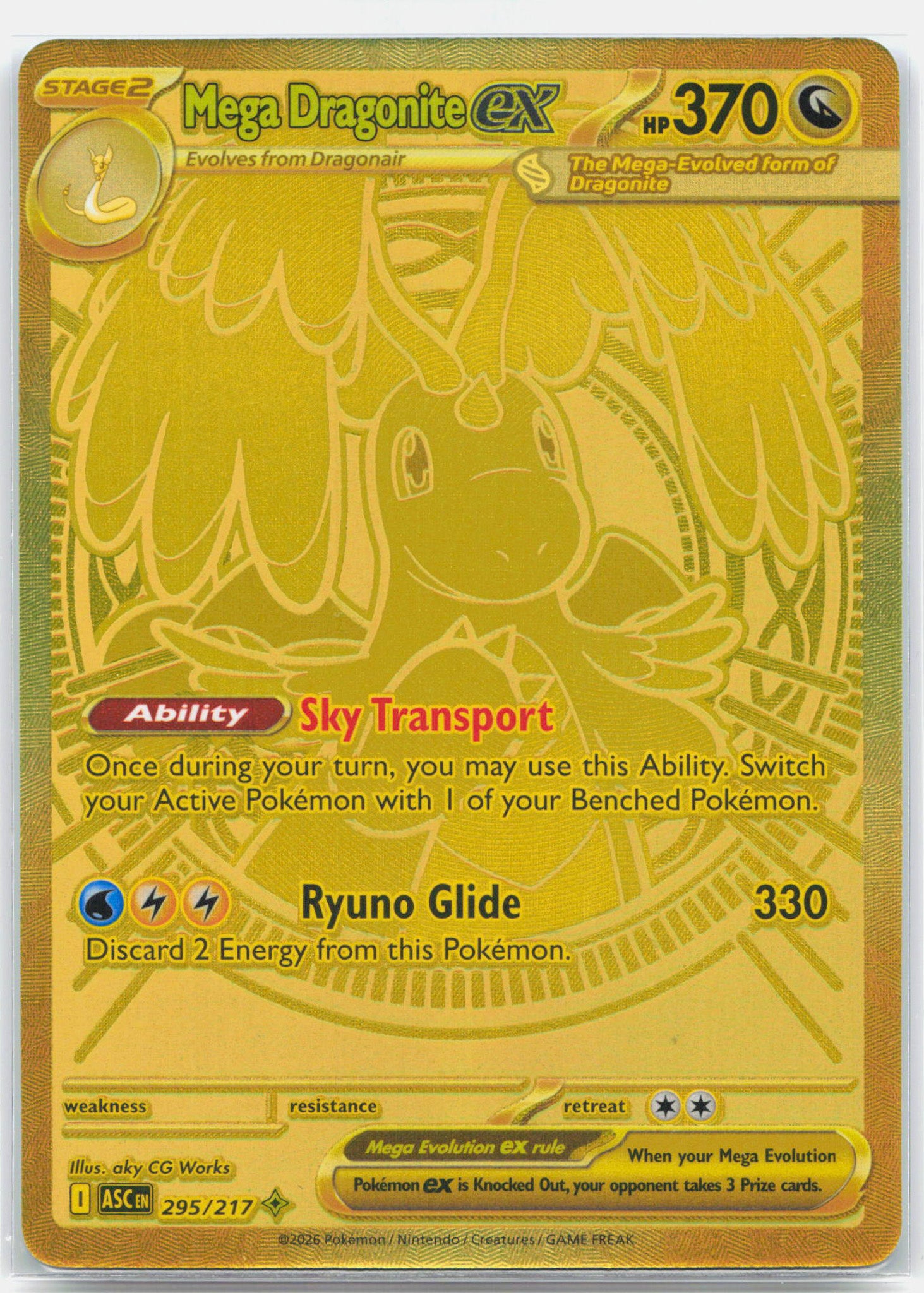Mega Dragonite ex - 295/217 Ascended Heroes Gold Pokemon - NM/MINT