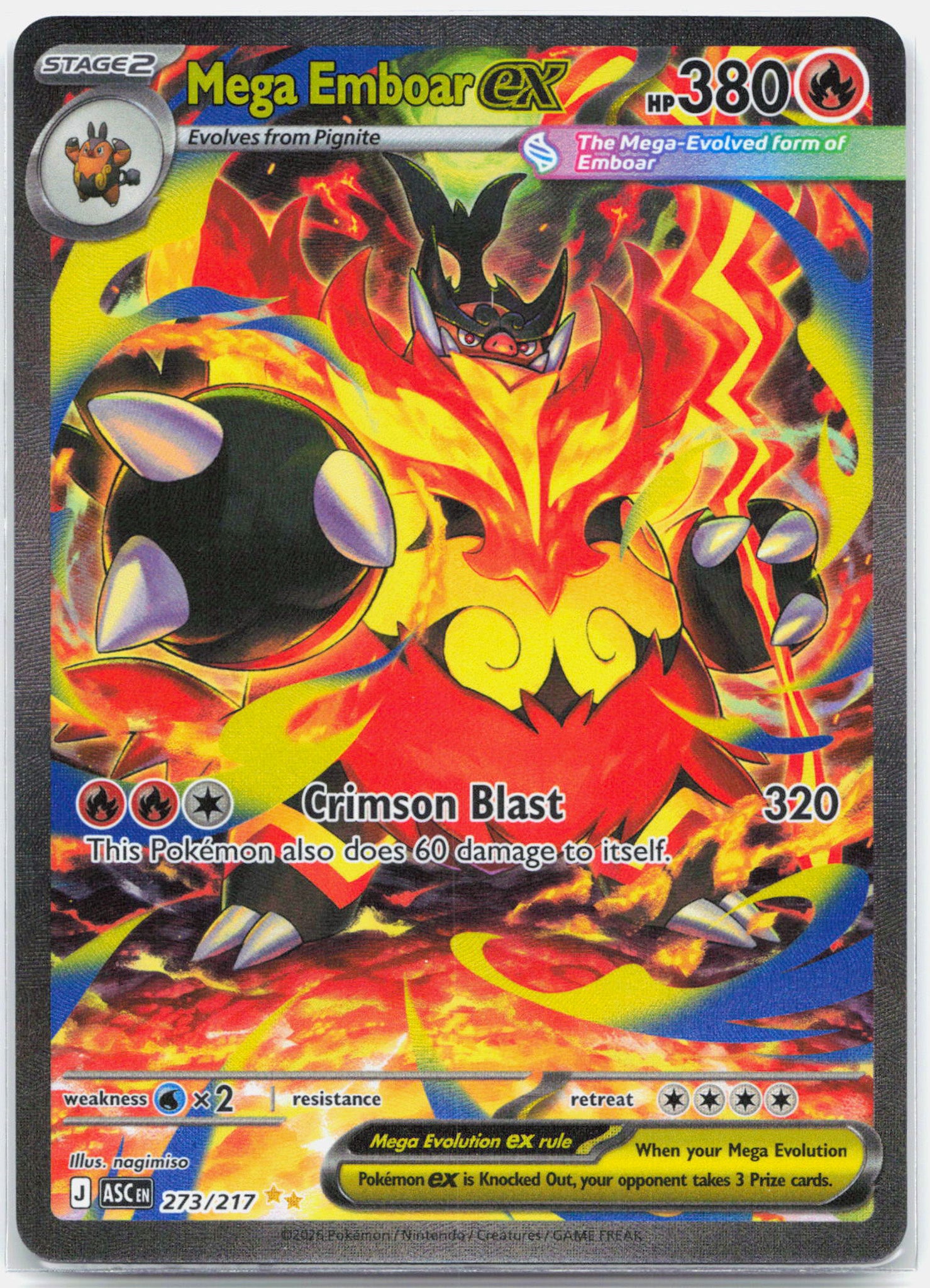 Mega Emboar ex - 273/217 Ascended Heroes Special Illustration Pokemon - NM/MINT