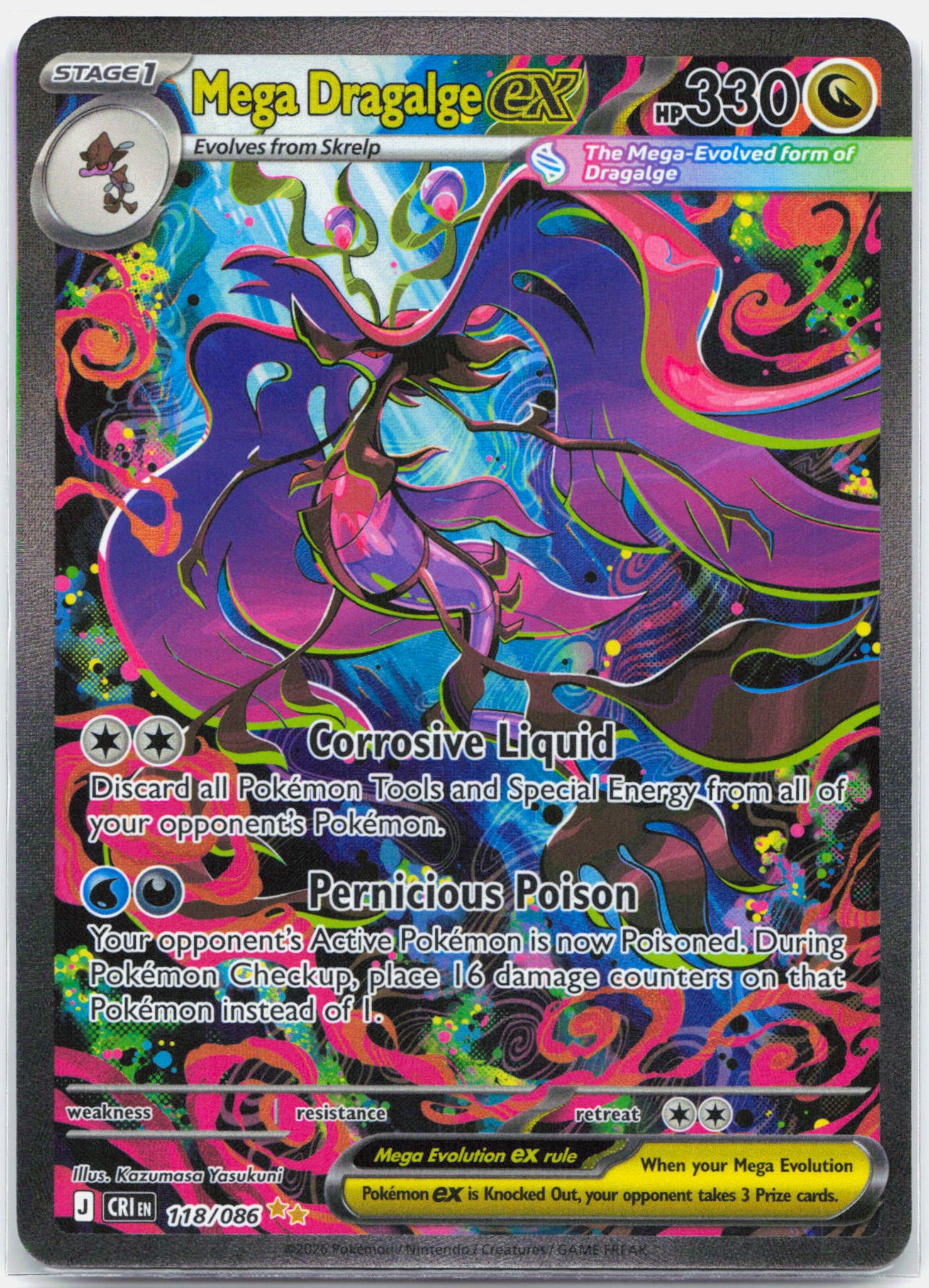 Mega Dragalge ex - 118/086 Chaos Rising Special Illustration Pokemon - NM/MINT
