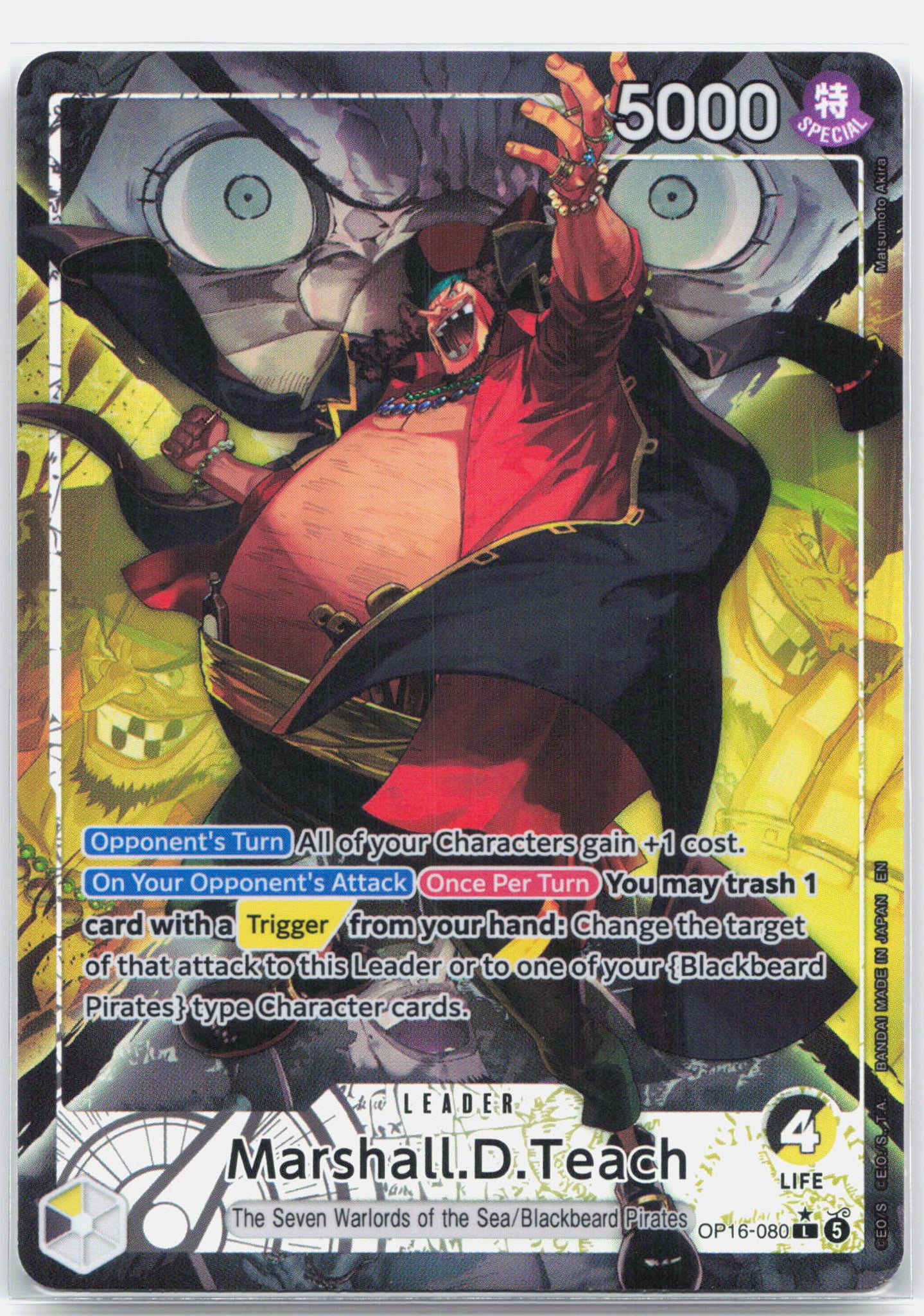 Marshall.D.Teach Alternate Art - OP16-080 The Time of Battle L One Piece - NM/MINT
