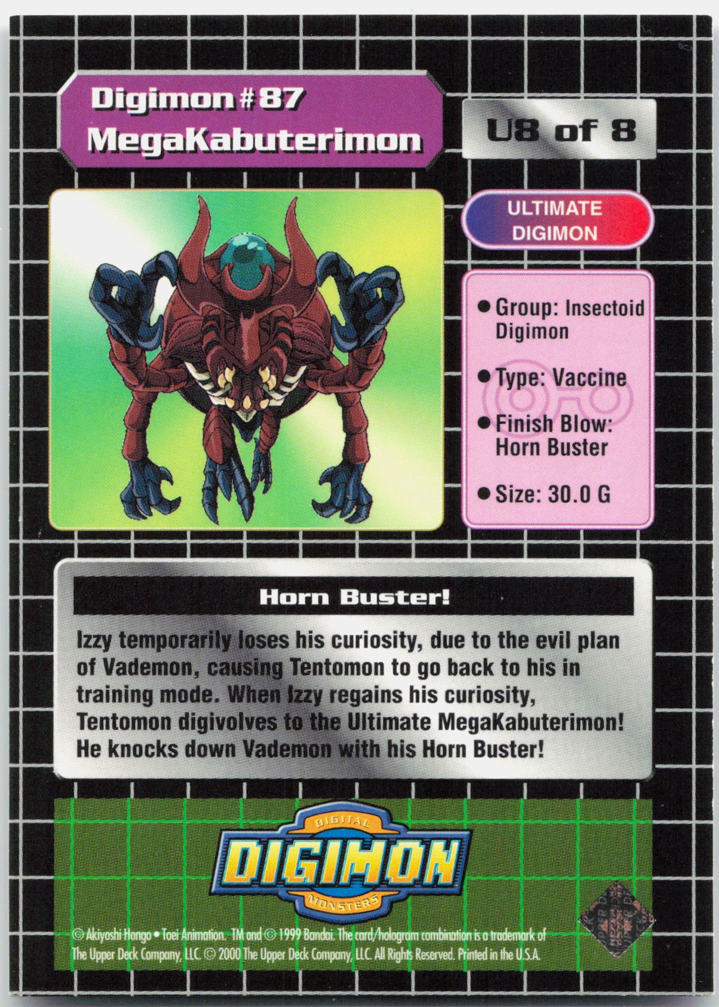 MegaKabuterimon - U8 of 8 Ultimate Digimon Holo Rare Digimon - NM/LP