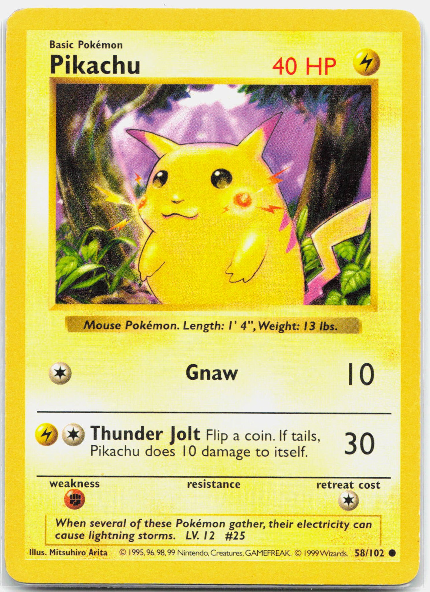 Pikachu - 58/102 Base Set Shadowless RED CHEEKS Pokemon - LP