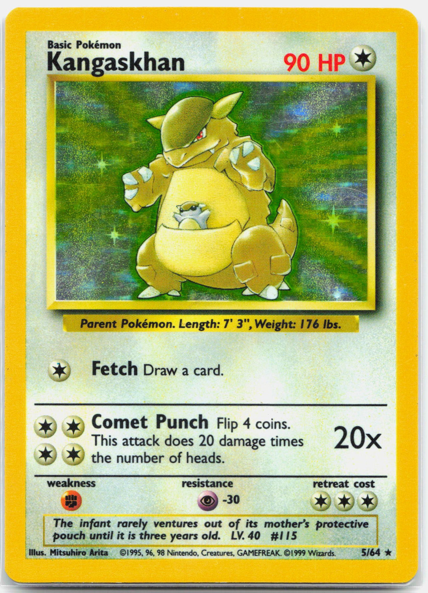 Kangaskhan - 5/64 Jungle NO SYMBOL ERROR Holo Rare Pokemon - LP/MP