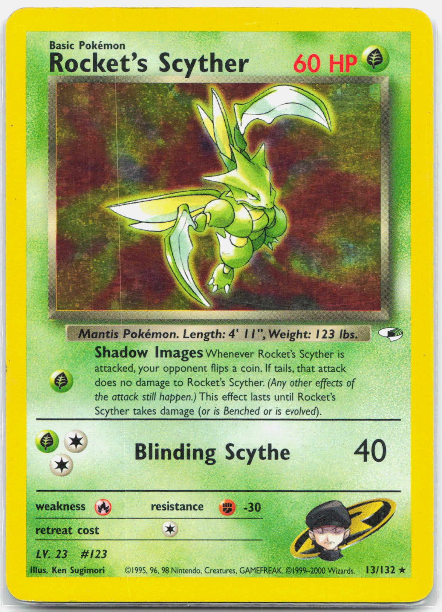 Rocket's Scyther - 13/132 Gym Heroes Unlimited Holo Rare Pokemon - MP