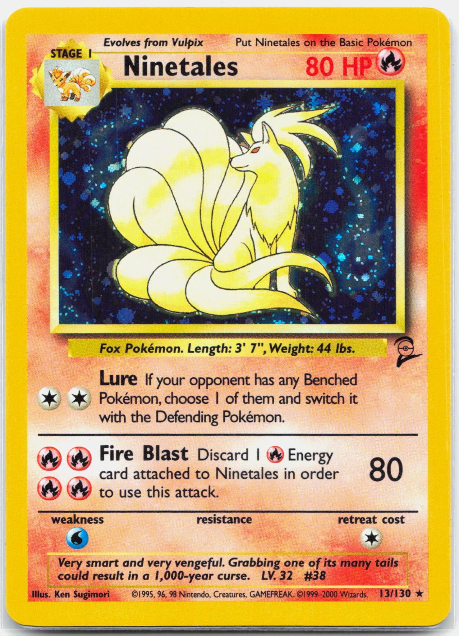 Ninetales - 13/130 Base Set 2 Holo Rare Pokemon - NM