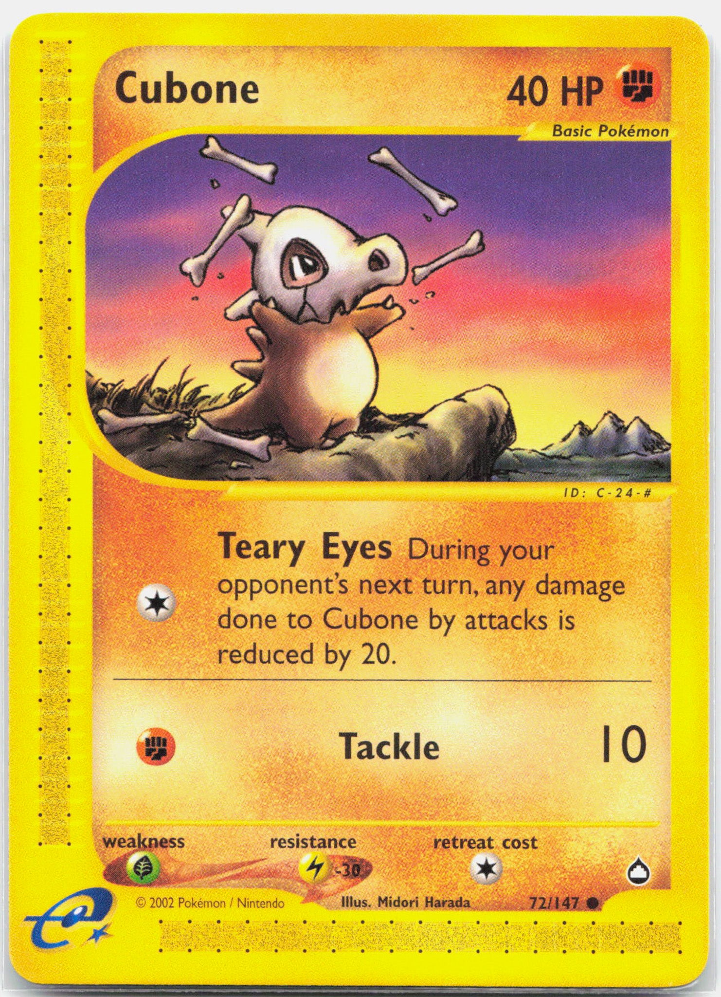 Cubone - 72/147 Aquapolis e-Reader Pokemon - NM/LP