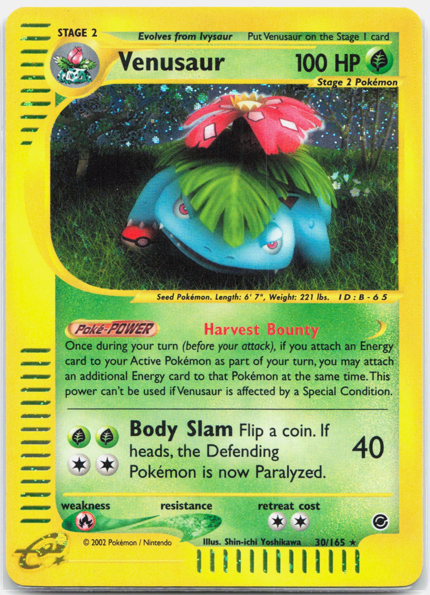 Venusaur - 30/165 Expedition e-Reader Holo Rare Pokemon - NM/LP