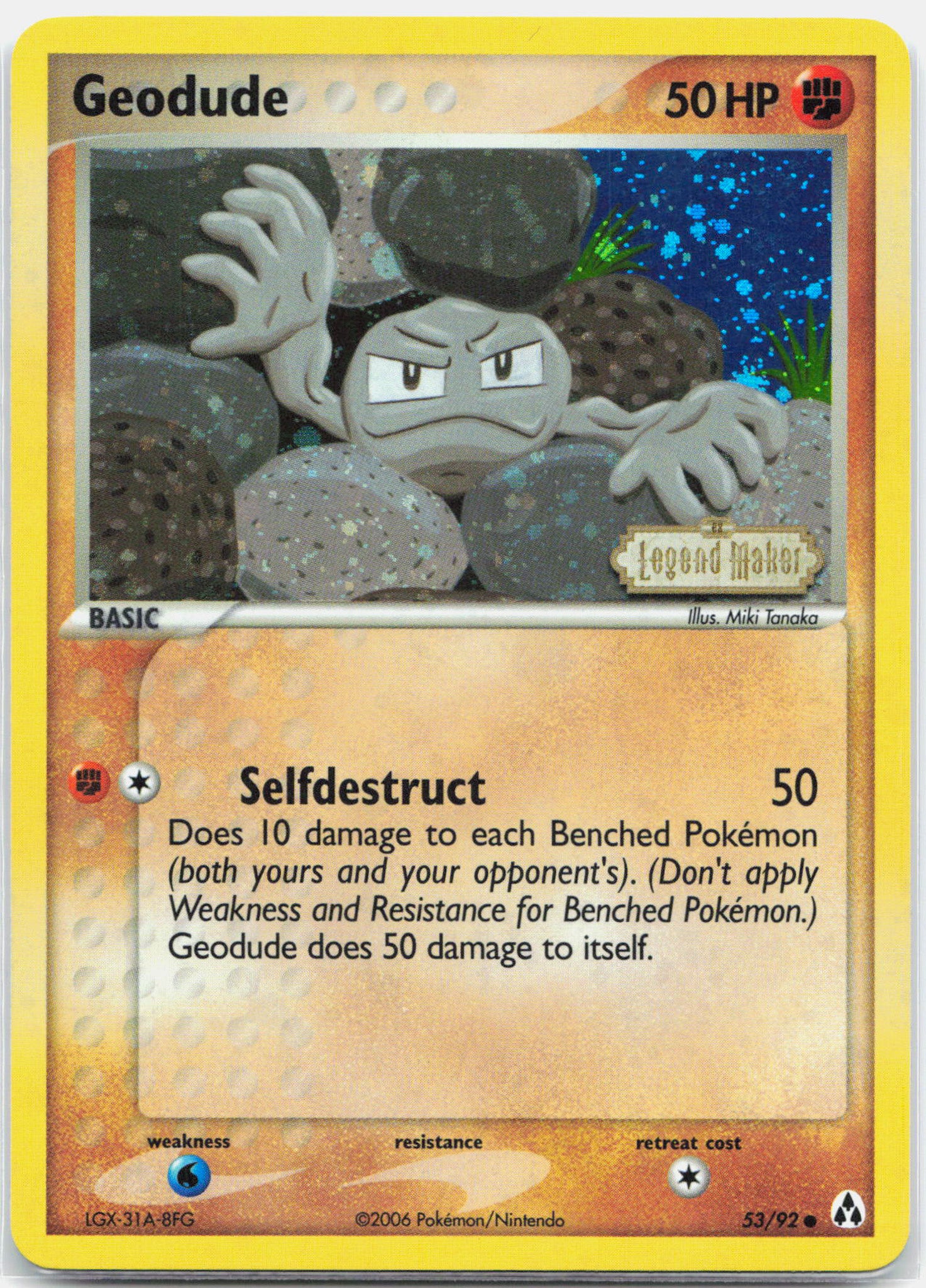 Geodude - 53/92 Legend Maker Reverse Holo STAMPED Pokemon - NM/LP