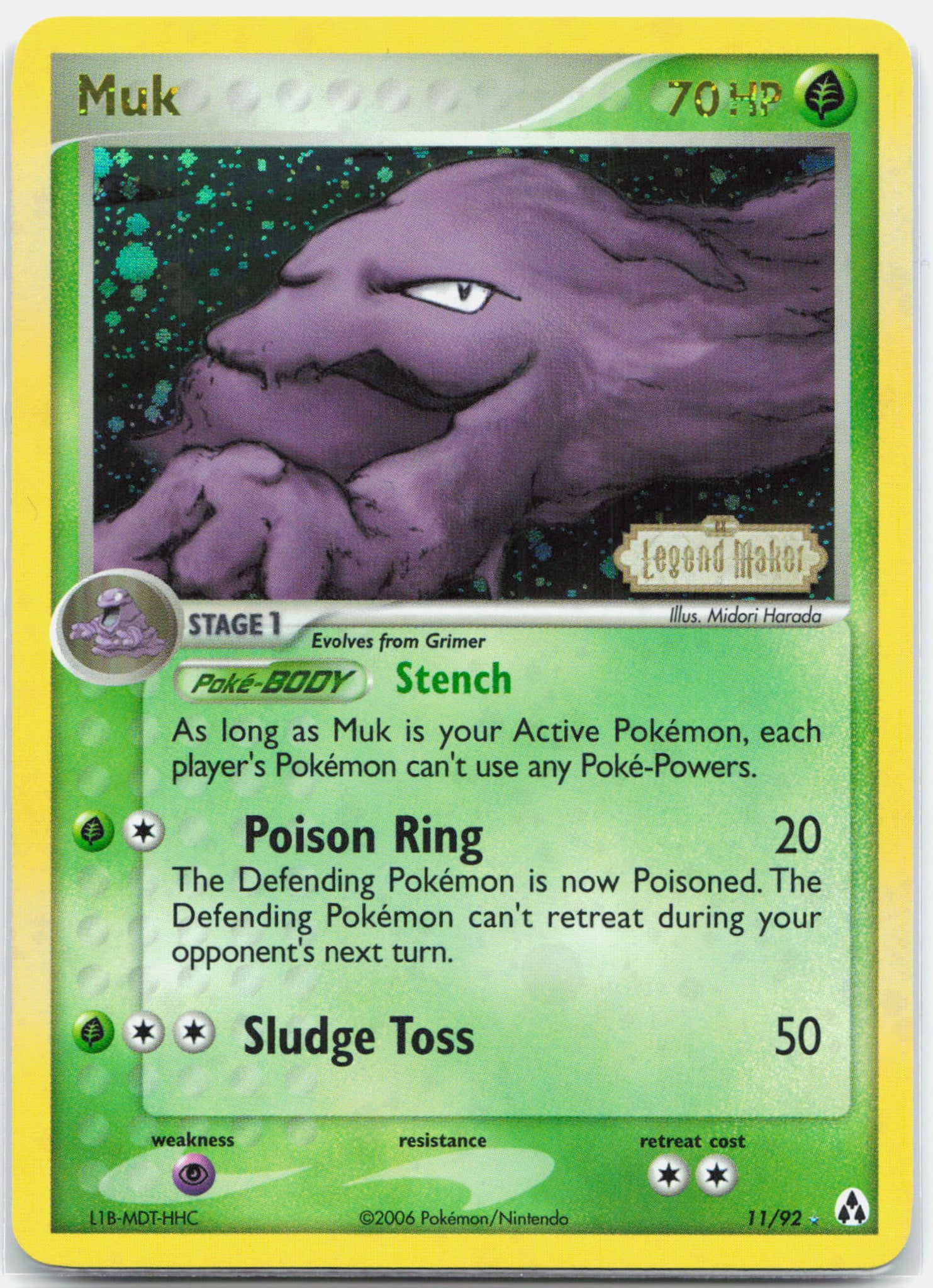 Muk - 11/92 Legend Maker Reverse Holo Rare STAMPED Pokemon - NM